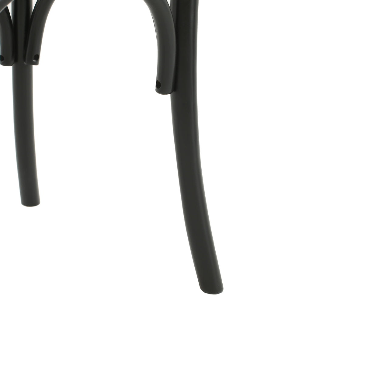 Vattern black dining chair close-up of the bentwood leg and lower frame detail