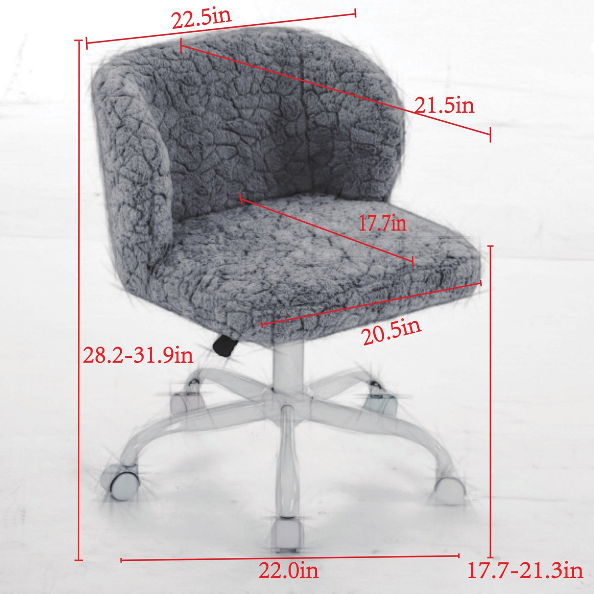 Velin ivory office chair showing dimensions