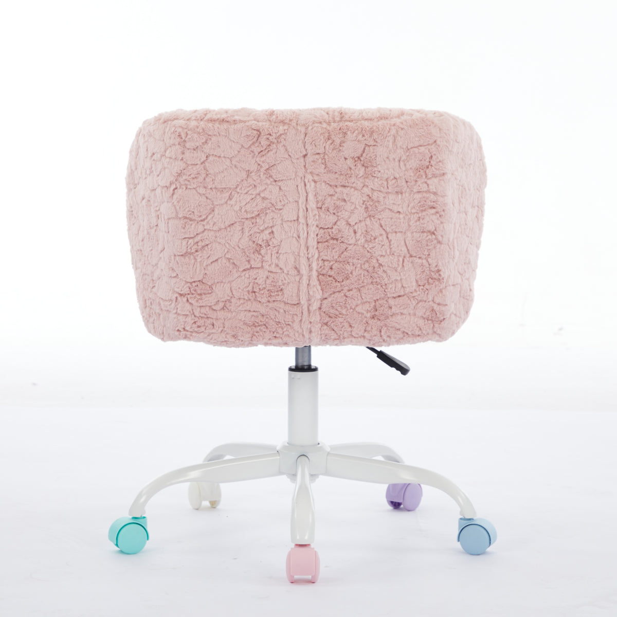 Velin pink swivel office chair rear view on white background