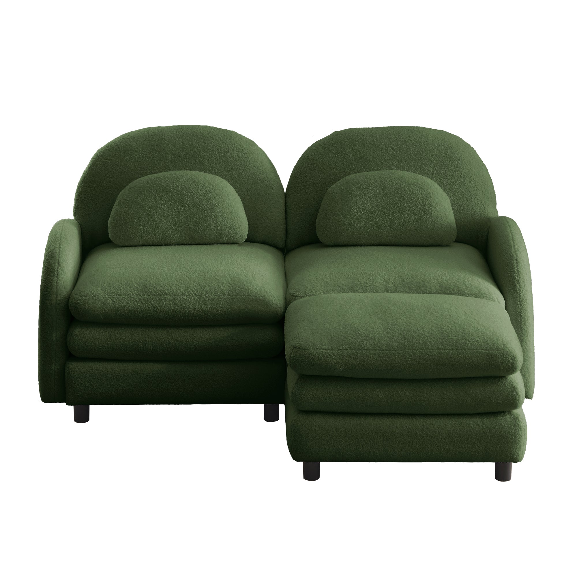Ventura green modular sofa front view isolated product image on white background