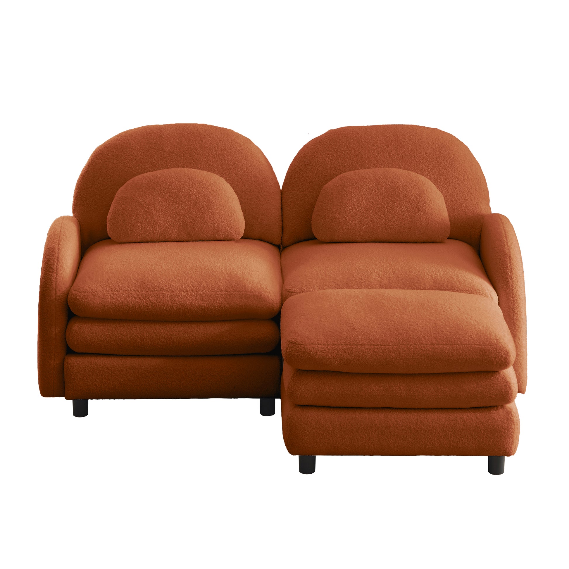 Ventura orange modular sofa front view isolated product image on white background