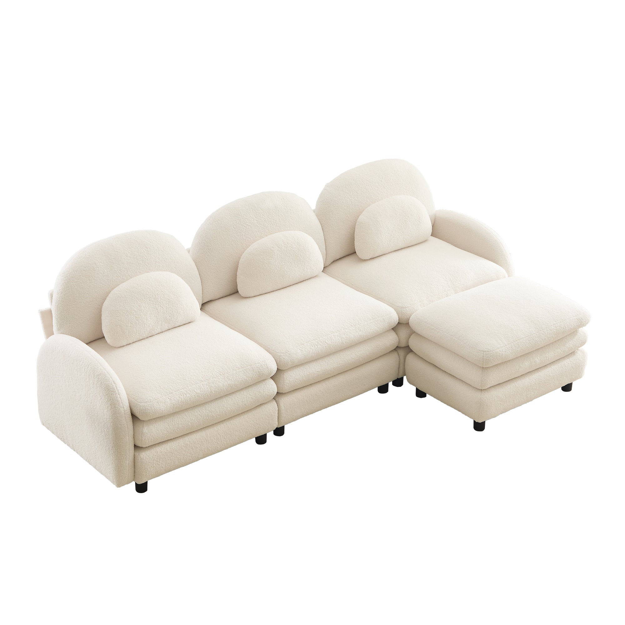 Ventura beige sectional sofa angled view isolated product image on white background