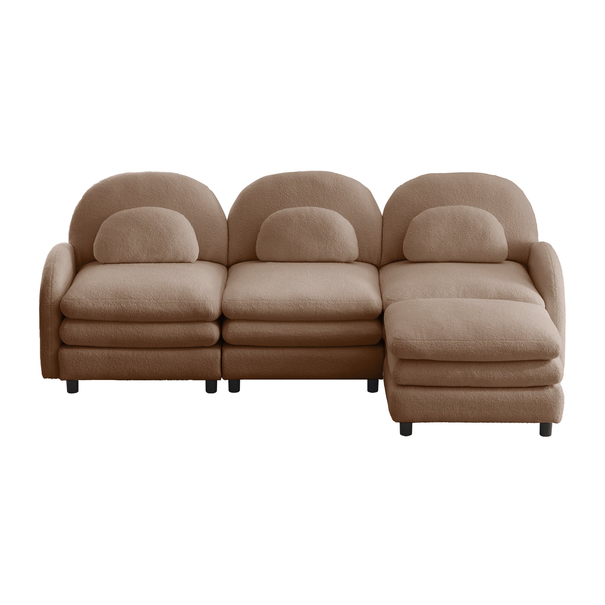 Ventura camel sectional sofa front view isolated product image on white background