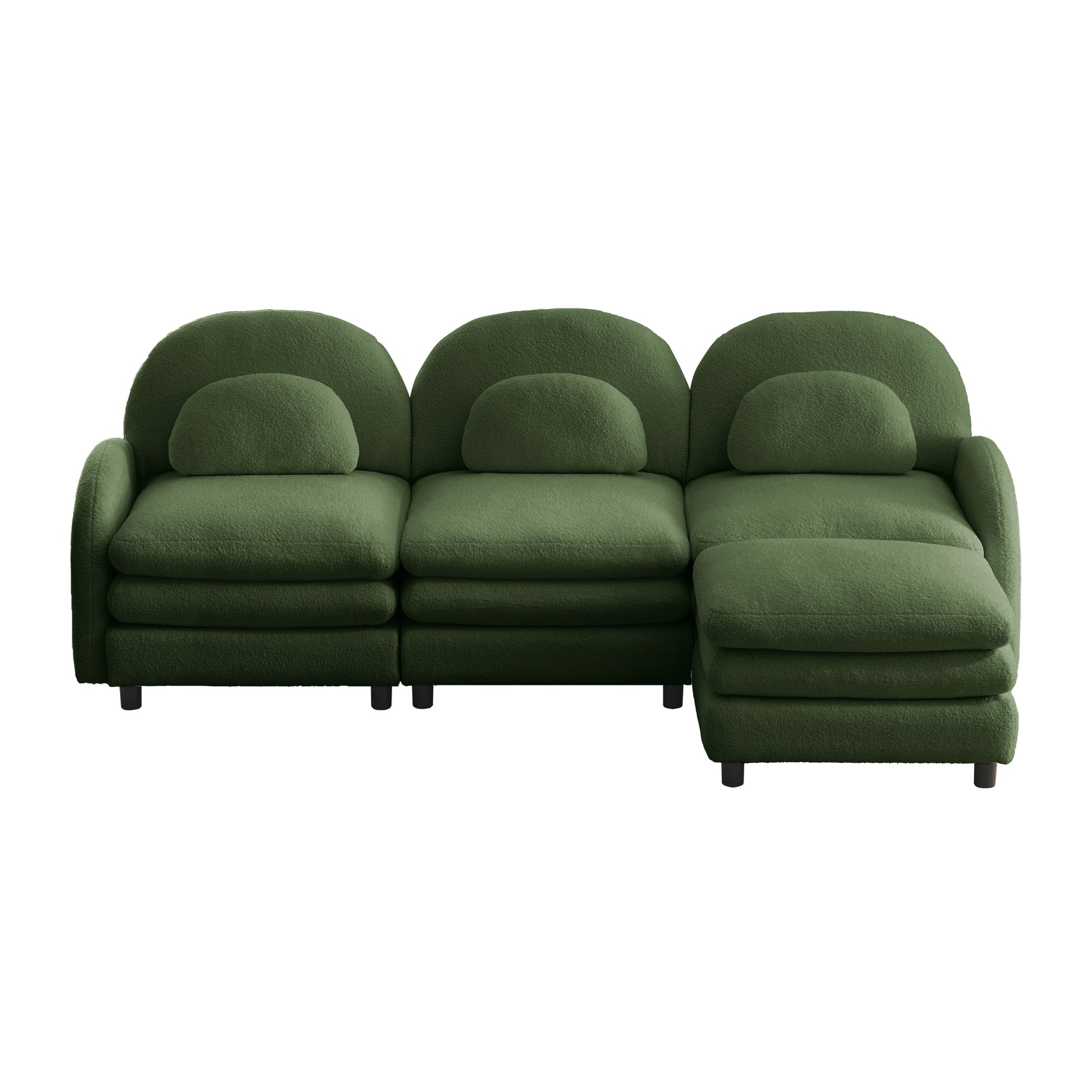 Ventura green sectional sofa front view isolated product image on white background