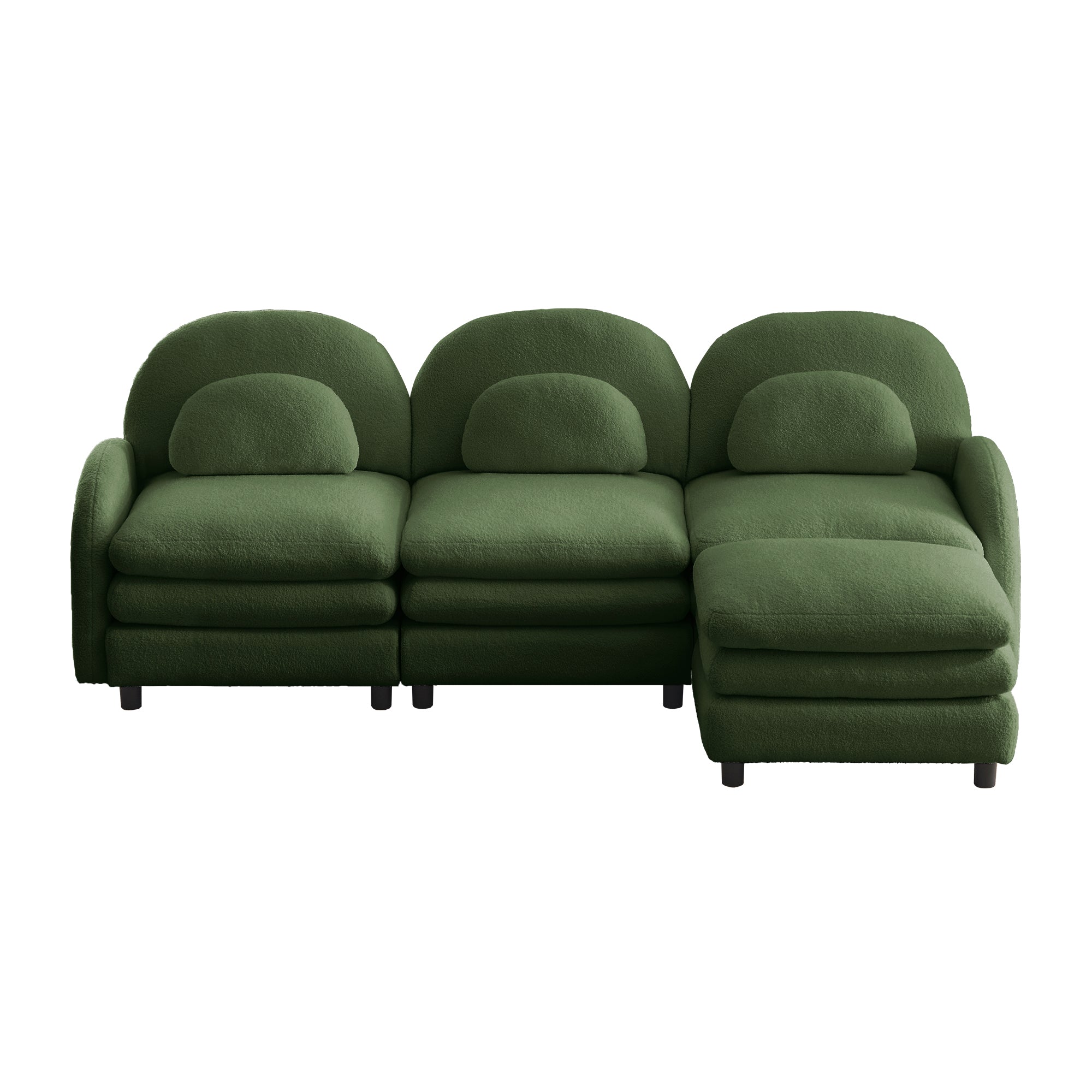 Ventura green sectional sofa front view isolated product image on white background