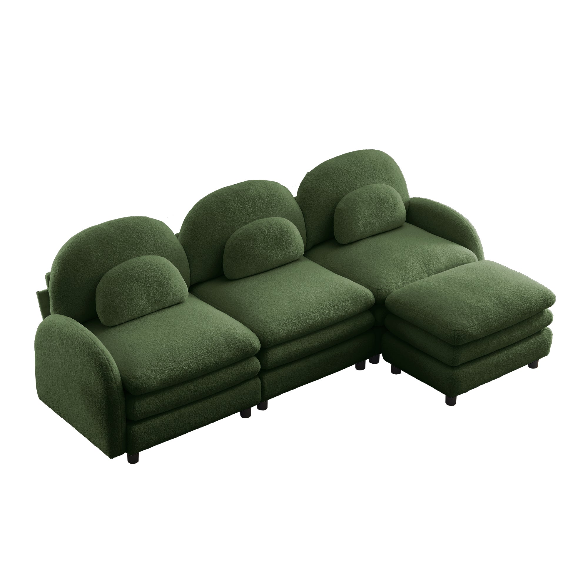 Ventura green sectional sofa angled view isolated product image on white background