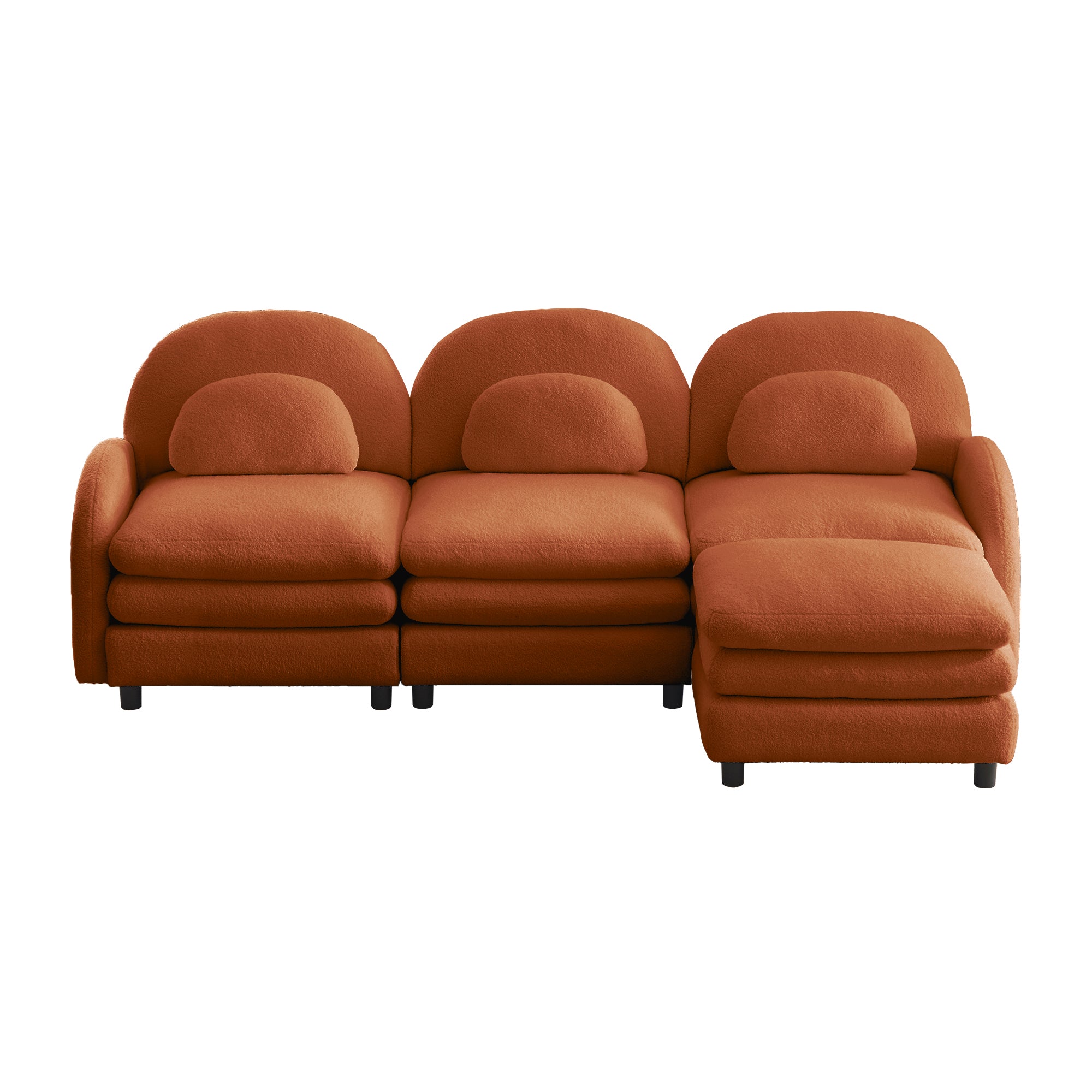 Ventura orange sectional sofa front view isolated product image on white background