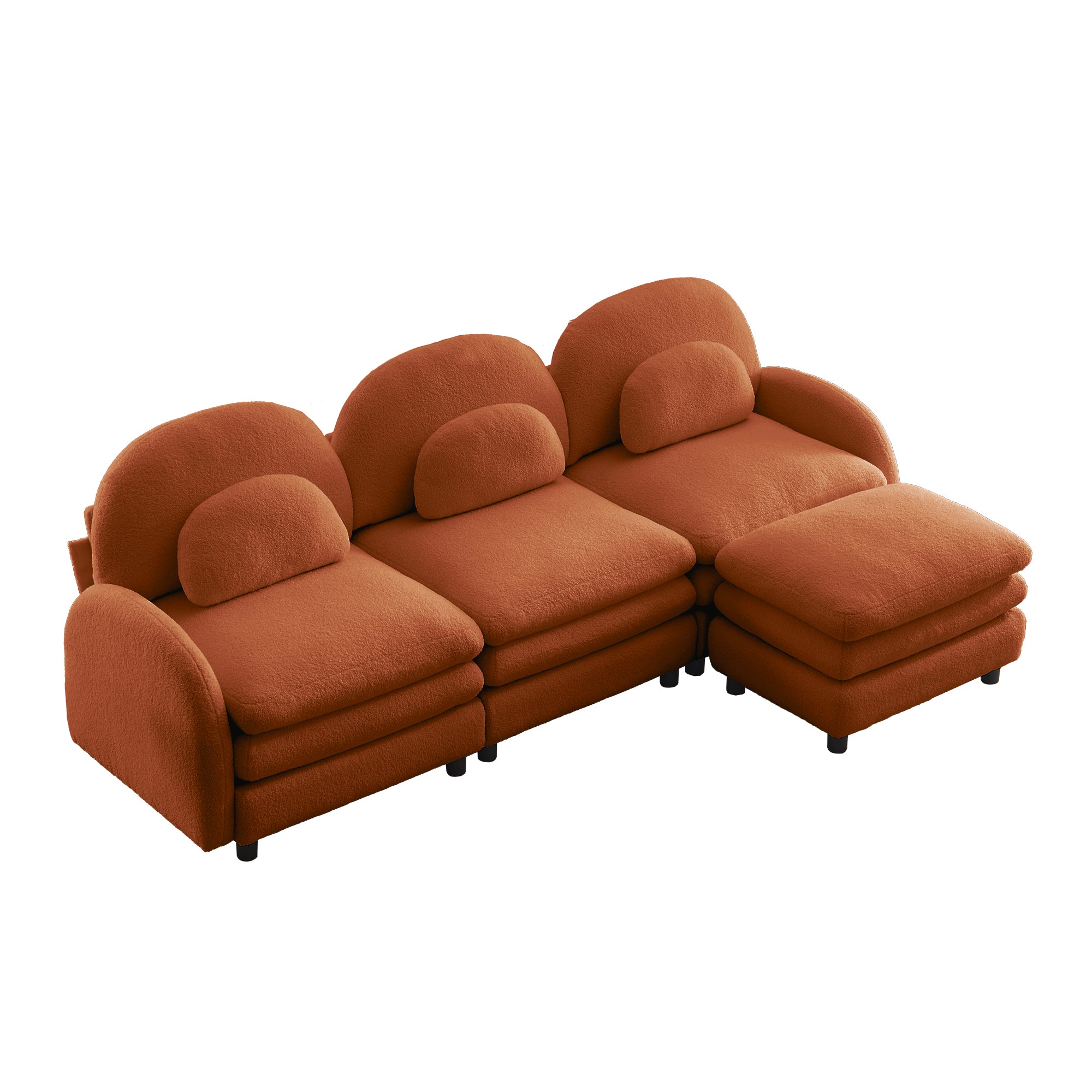 Ventura orange sectional sofa angled view isolated product image on white background