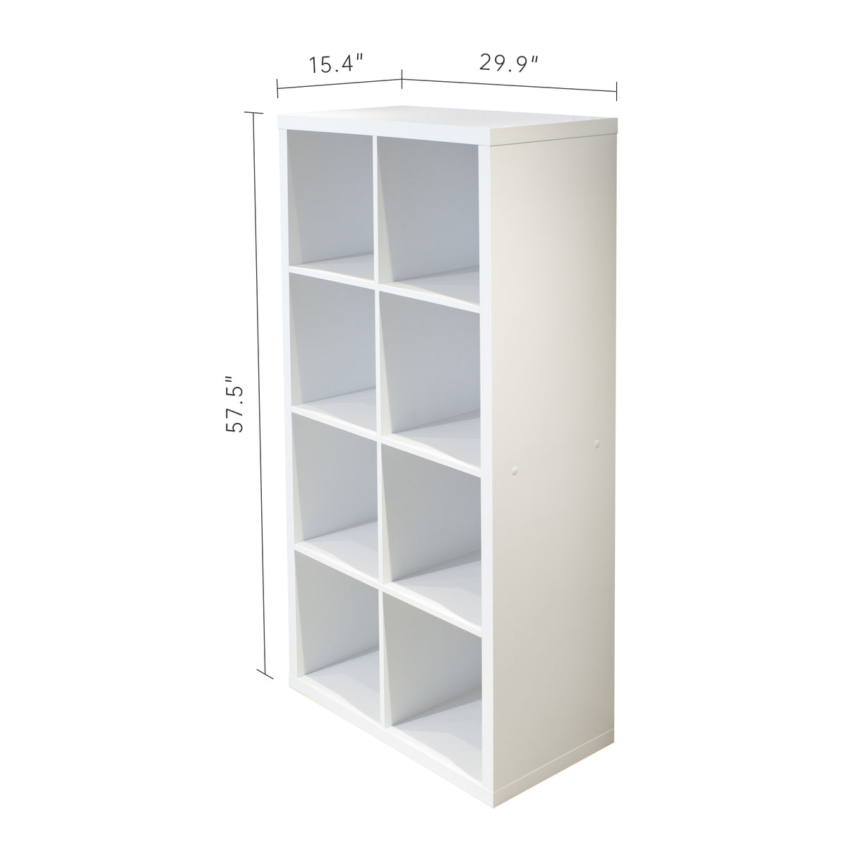 Verse white cube bookcase showing dimensions