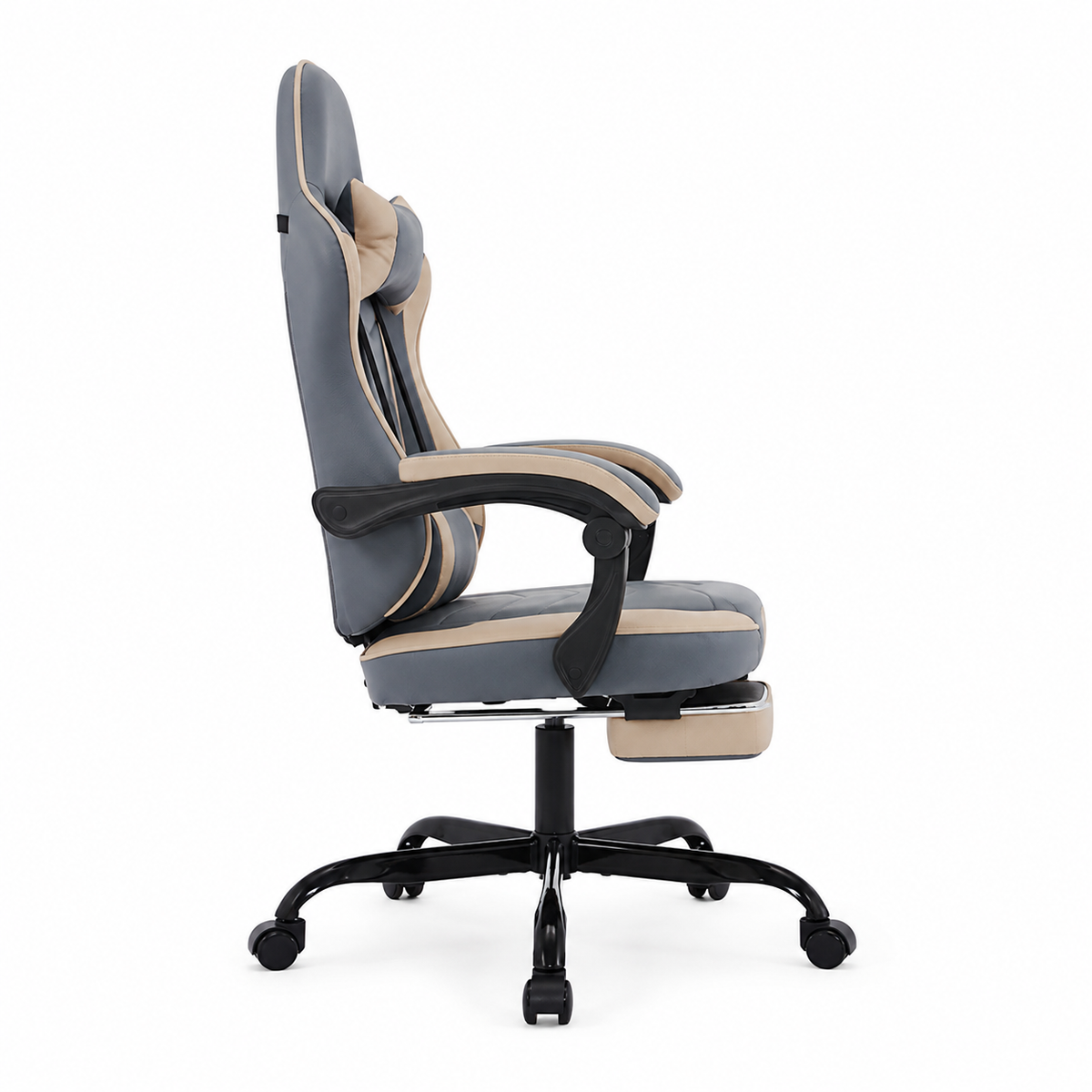 Vesper light camel ergonomic gaming chair side view on white background