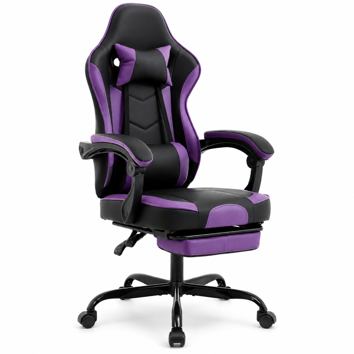 Vesper purple ergonomic gaming chair front view on white background