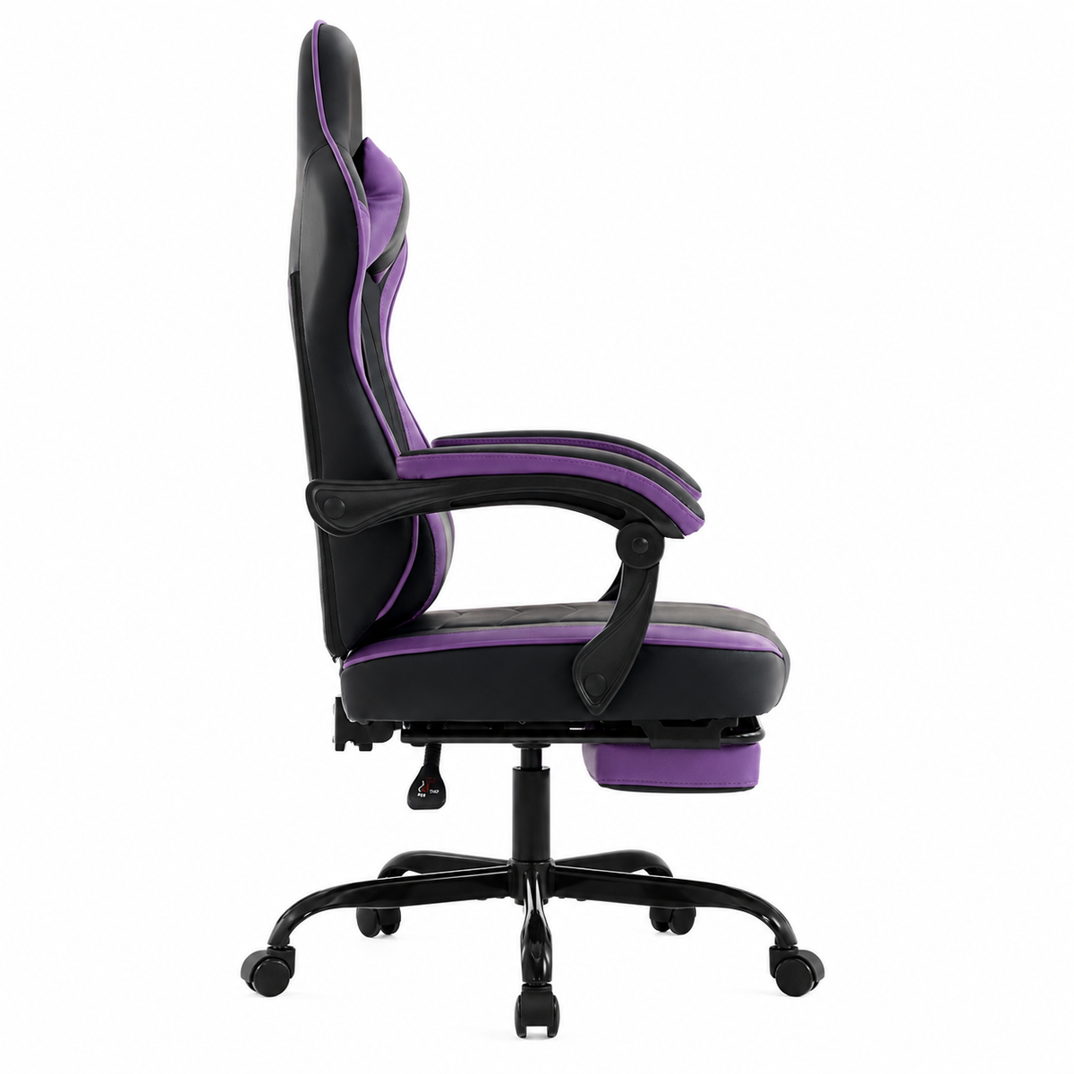 Vesper purple ergonomic gaming chair side view on white background