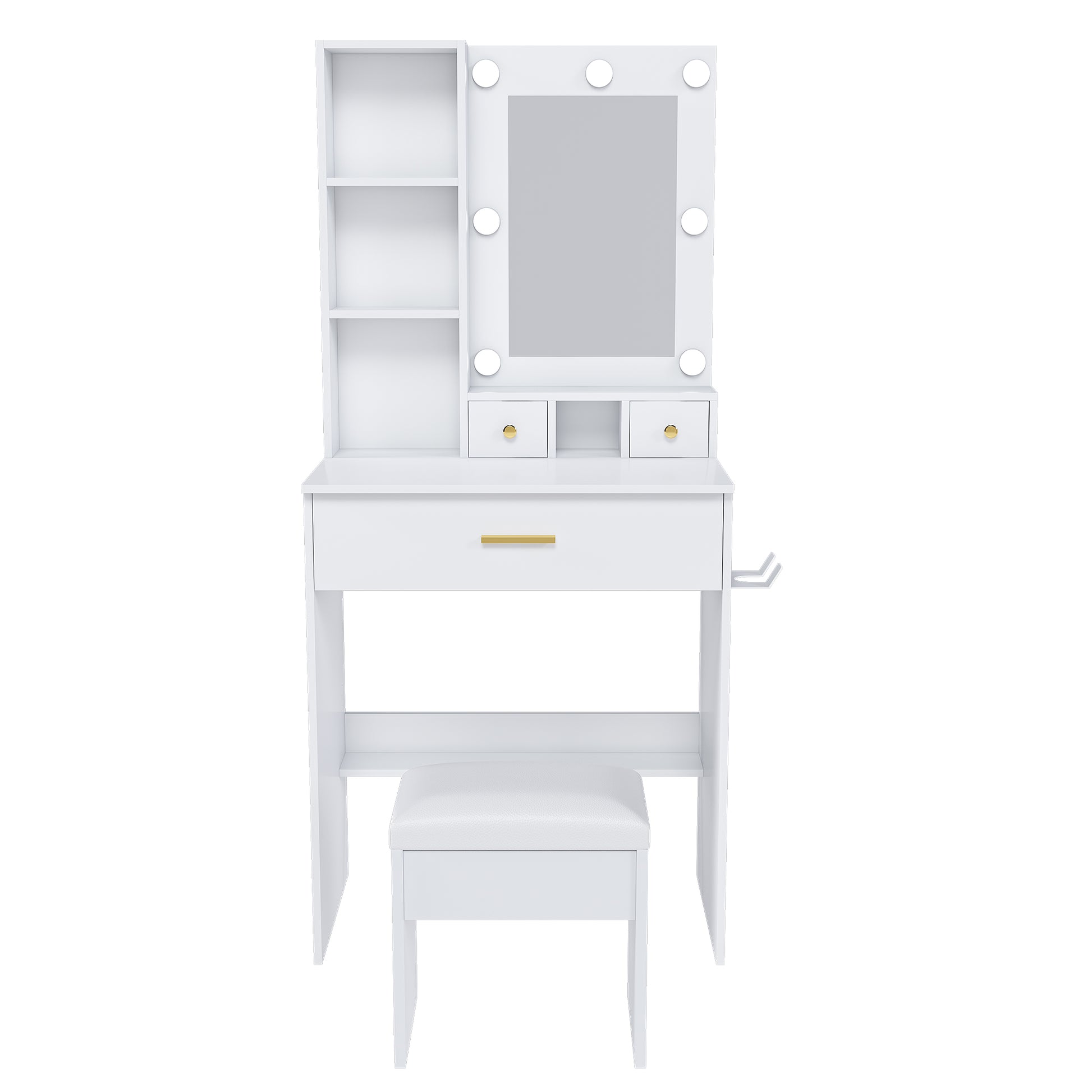 Viken white vanity table set showing isolated product image on white background