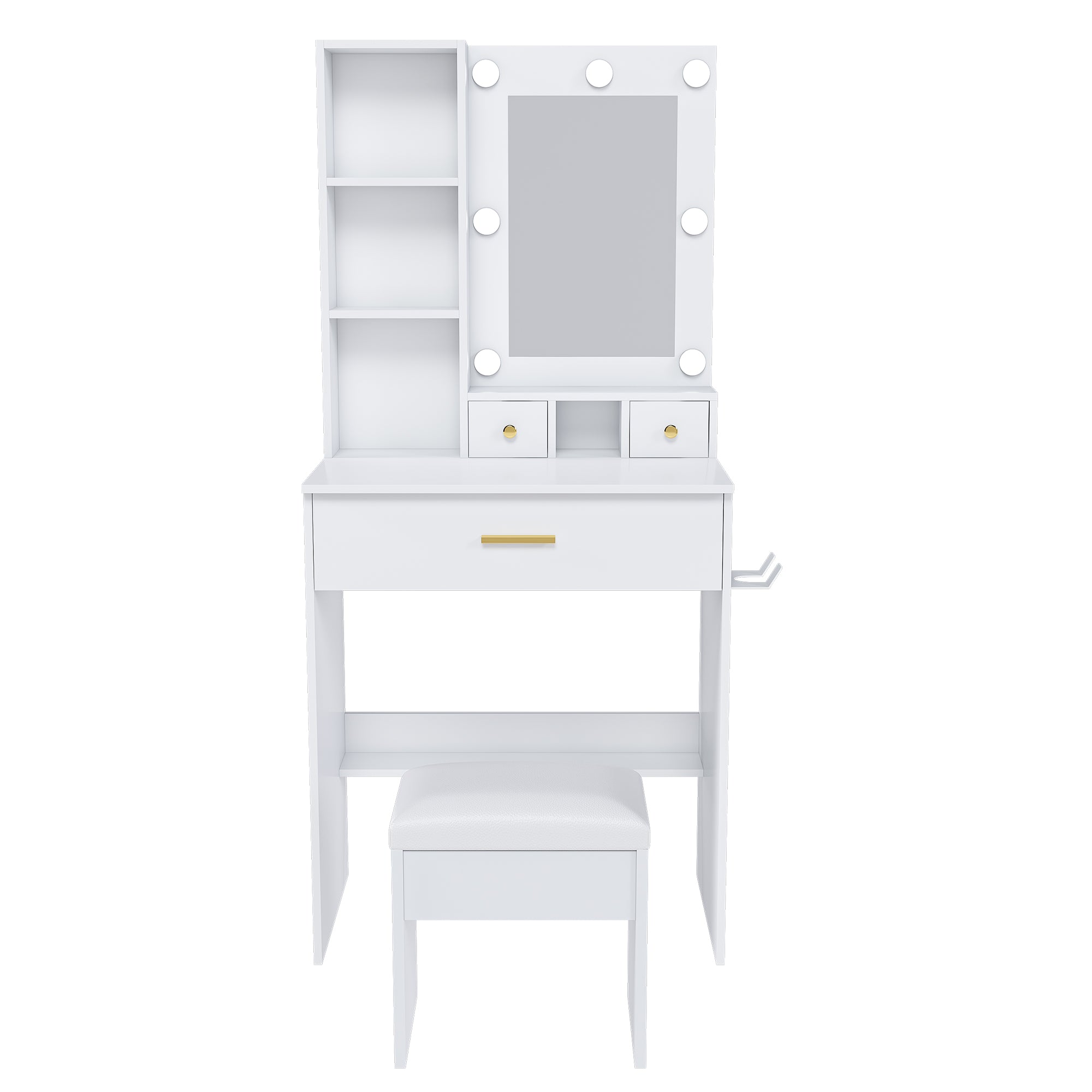 Viken white vanity table set showing isolated product image on white background