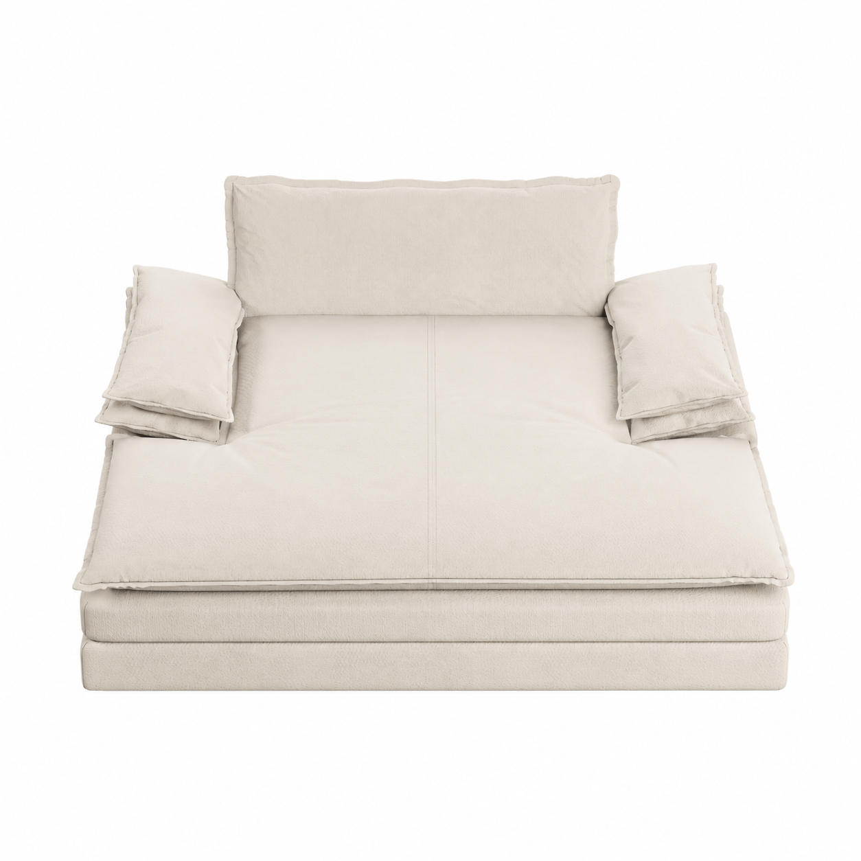 Waco beige chenille modular double chaise lounge chair showing front view isolated lounge chair image on white background