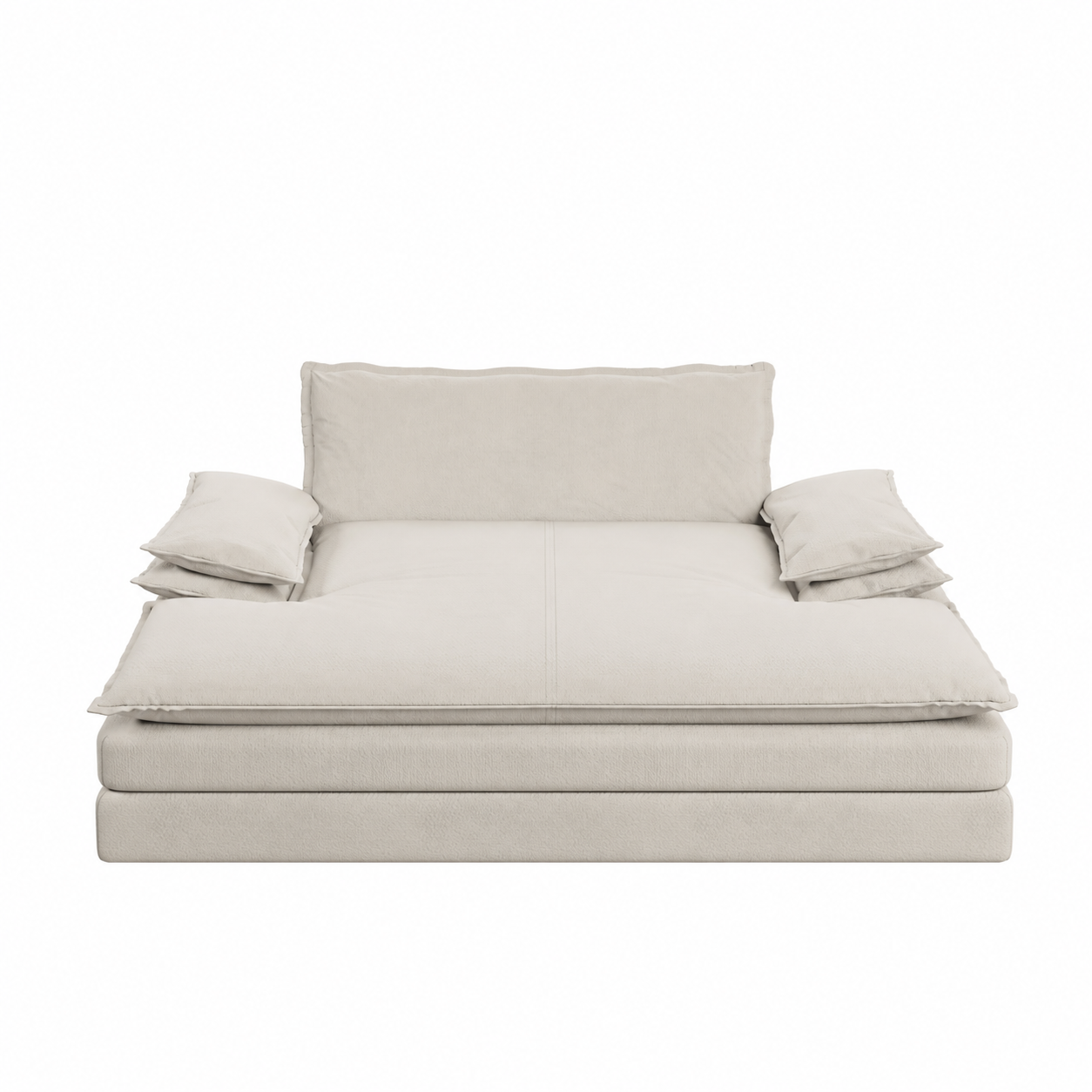 Waco beige chenille modular double chaise lounge chair showing front centered view isolated lounge chair image on white background