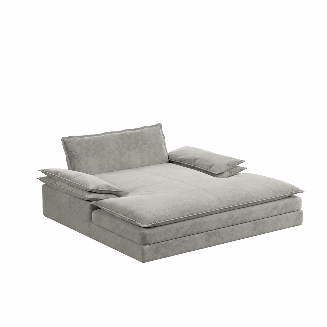 Waco grey chenille modular double chaise lounge chair showing front angled view isolated lounge chair image on white background