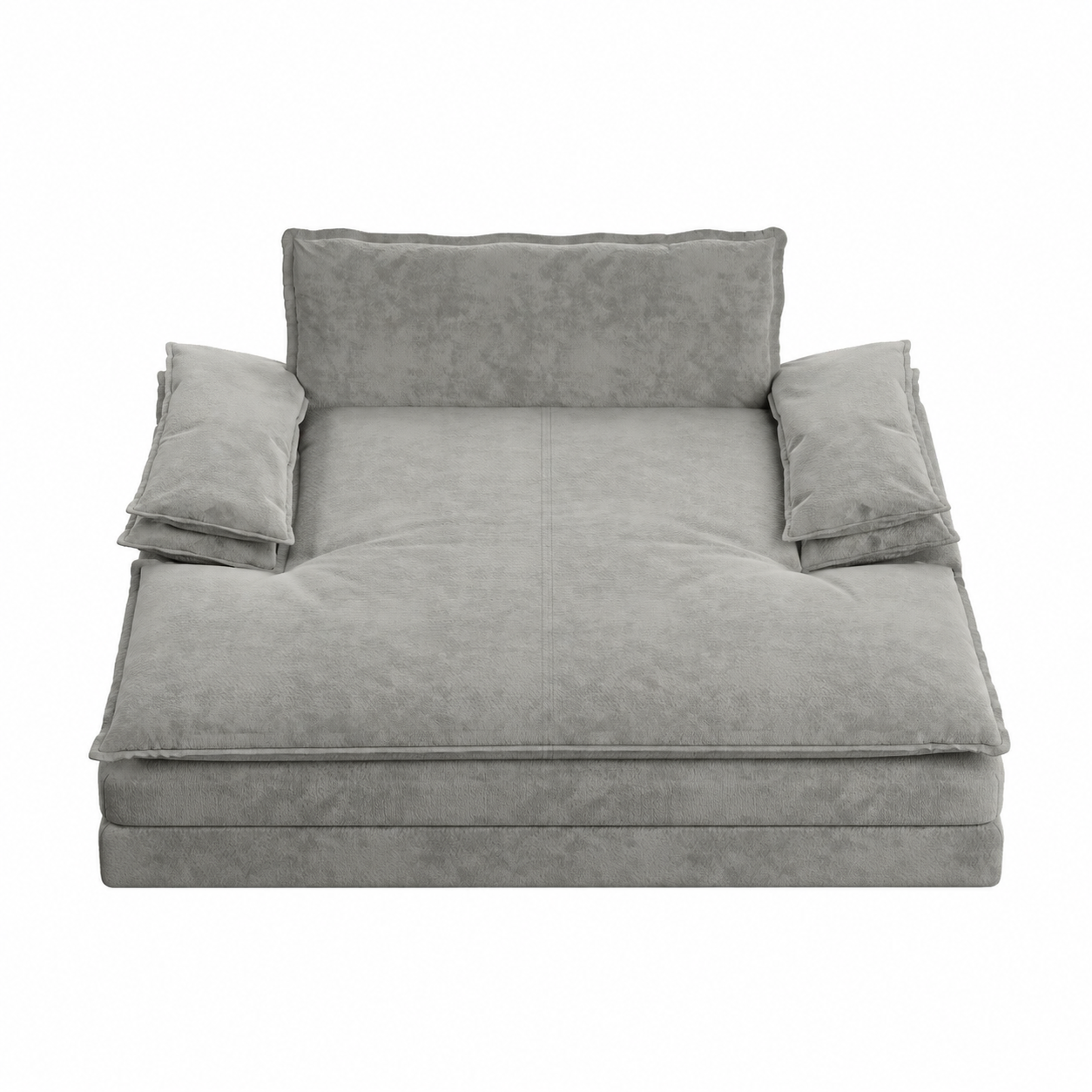 Waco grey chenille modular double chaise lounge chair showing front centered view isolated lounge chair image on white background