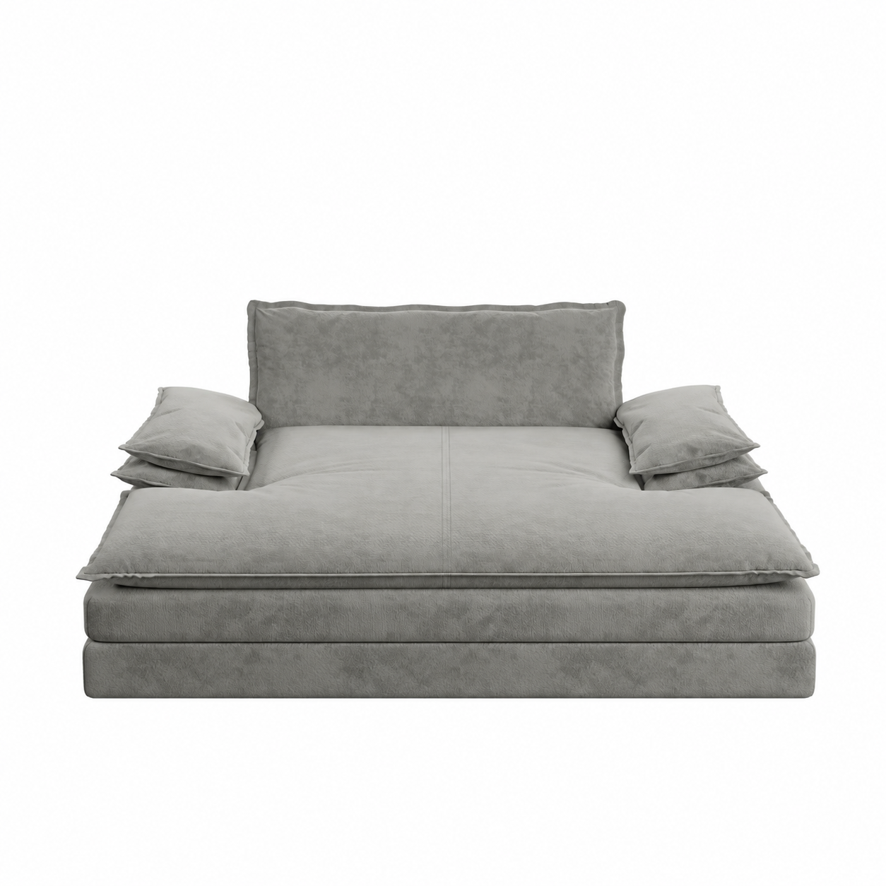 Waco light grey chenille modular double chaise lounge chair showing front view isolated lounge chair image on white background