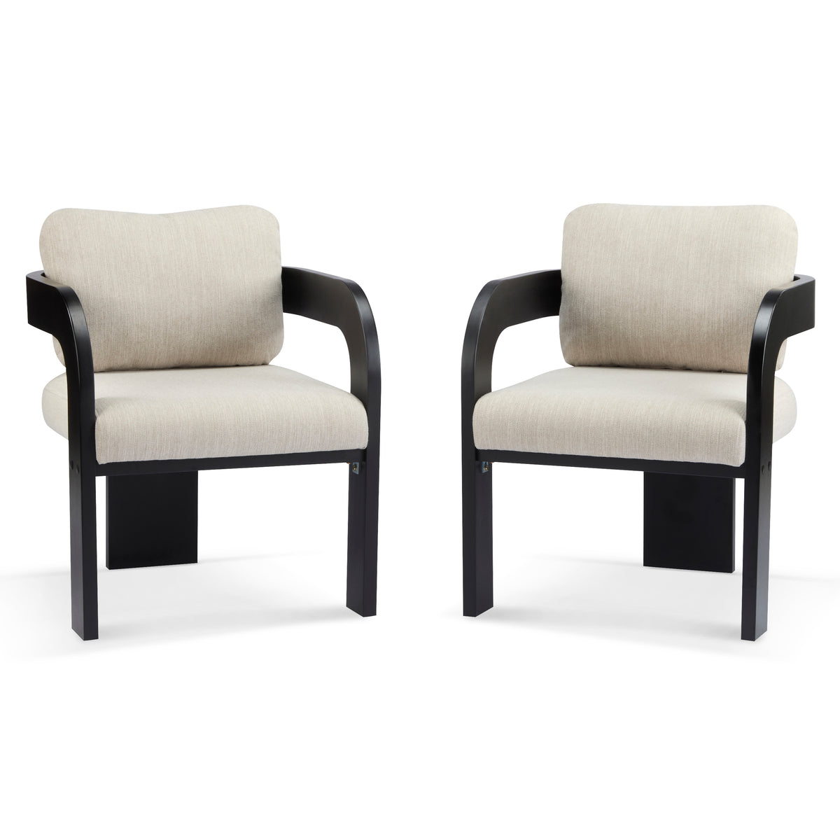 Wakatipu black dining armchairs set of two front view on white background