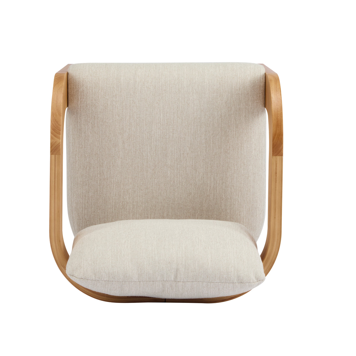Wakatipu natural dining armchair close-up of the upholstered seat and wraparound backrest
