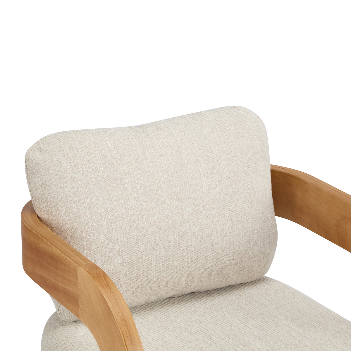 Wakatipu natural dining armchair close-up of the upholstered seat and wraparound backrest