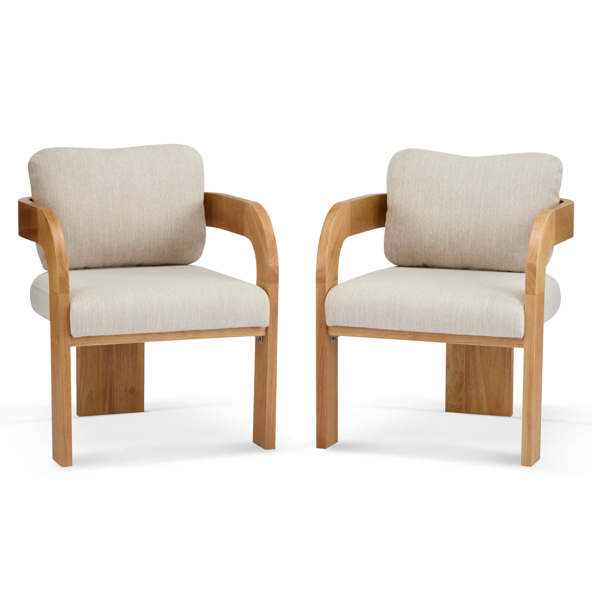 Wakatipu natural dining armchairs set of two front view on white background
