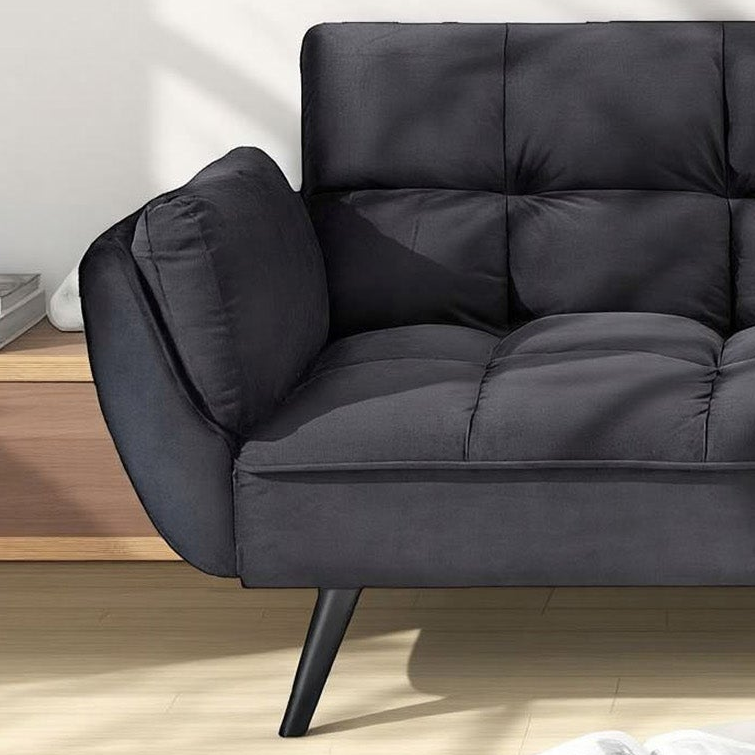 Wellington black futon sofa bed seat and throw pillow detail