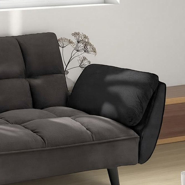Wellington black futon sofa bed tufted cushion detail