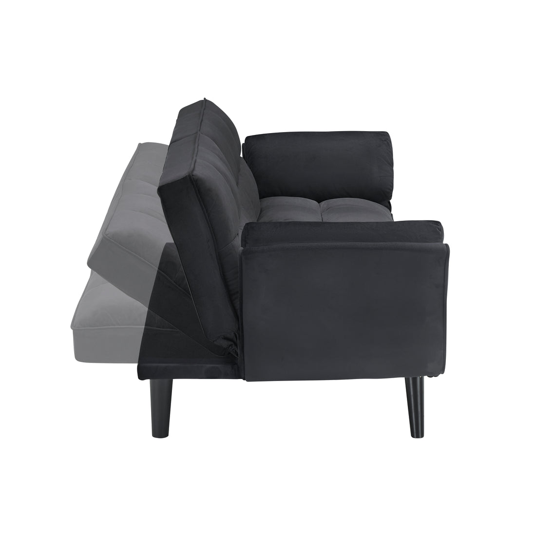 Wellington black futon sofa bed showing adjustable backrest position