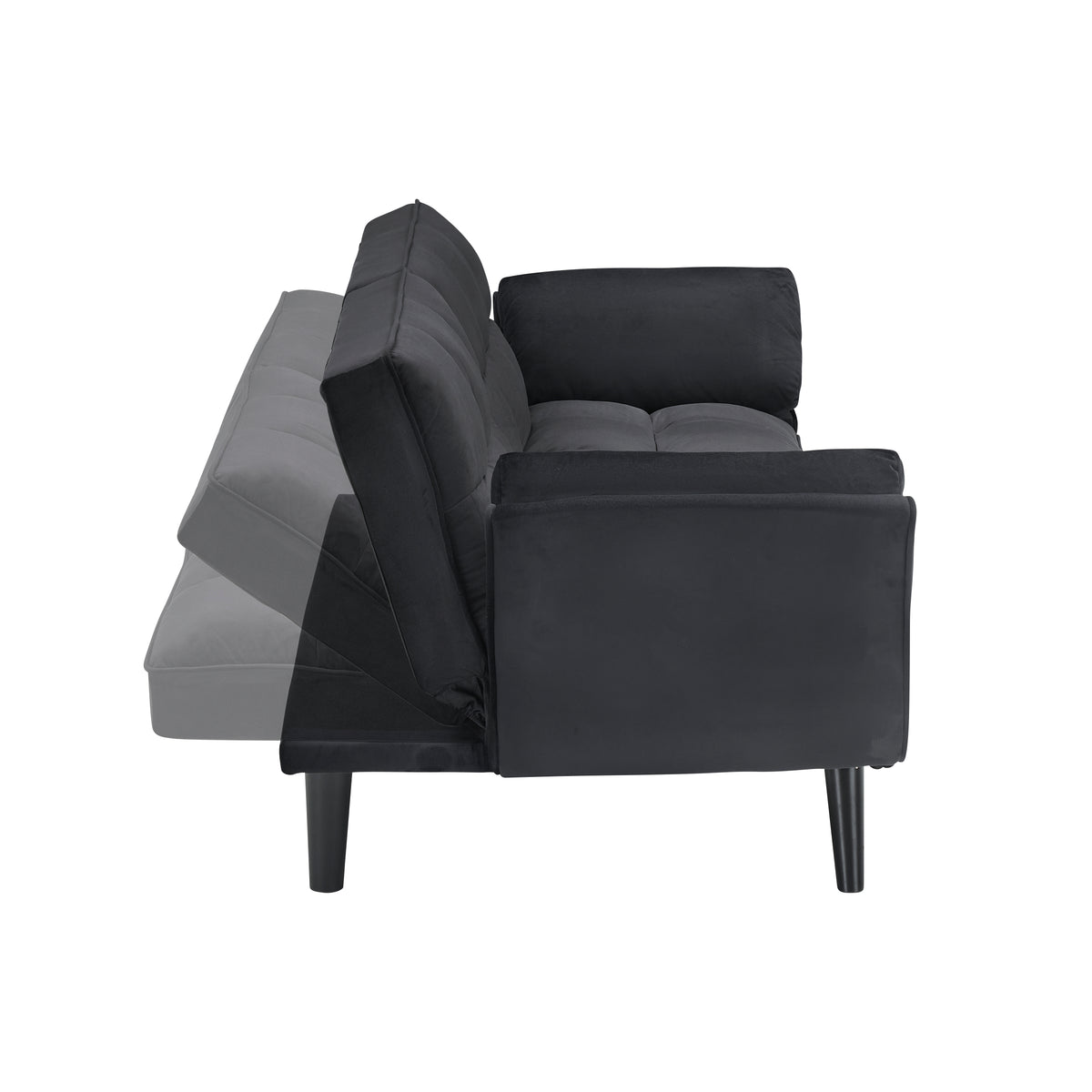 Wellington black futon sofa bed showing adjustable backrest position