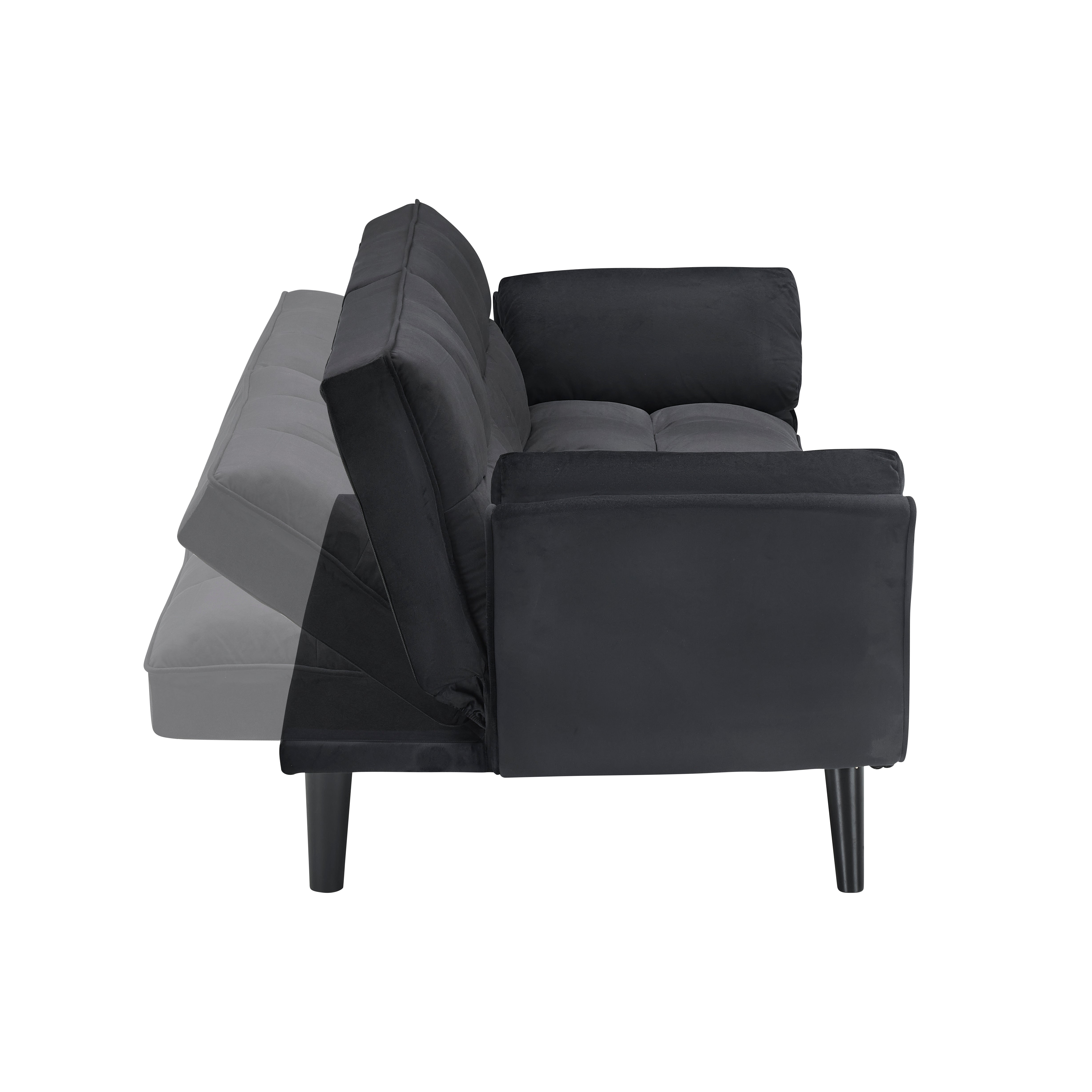 Wellington black futon sofa bed showing adjustable backrest position