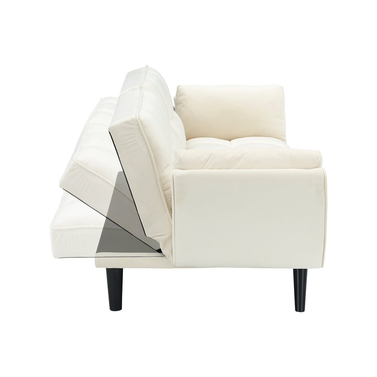 Wellington white futon sofa bed winged arm detail