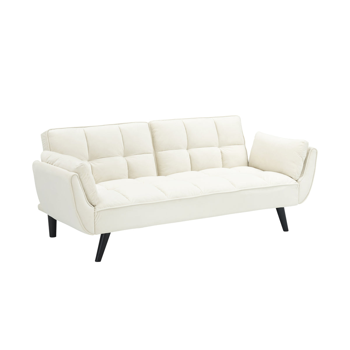 Wellington white futon sofa bed angled view