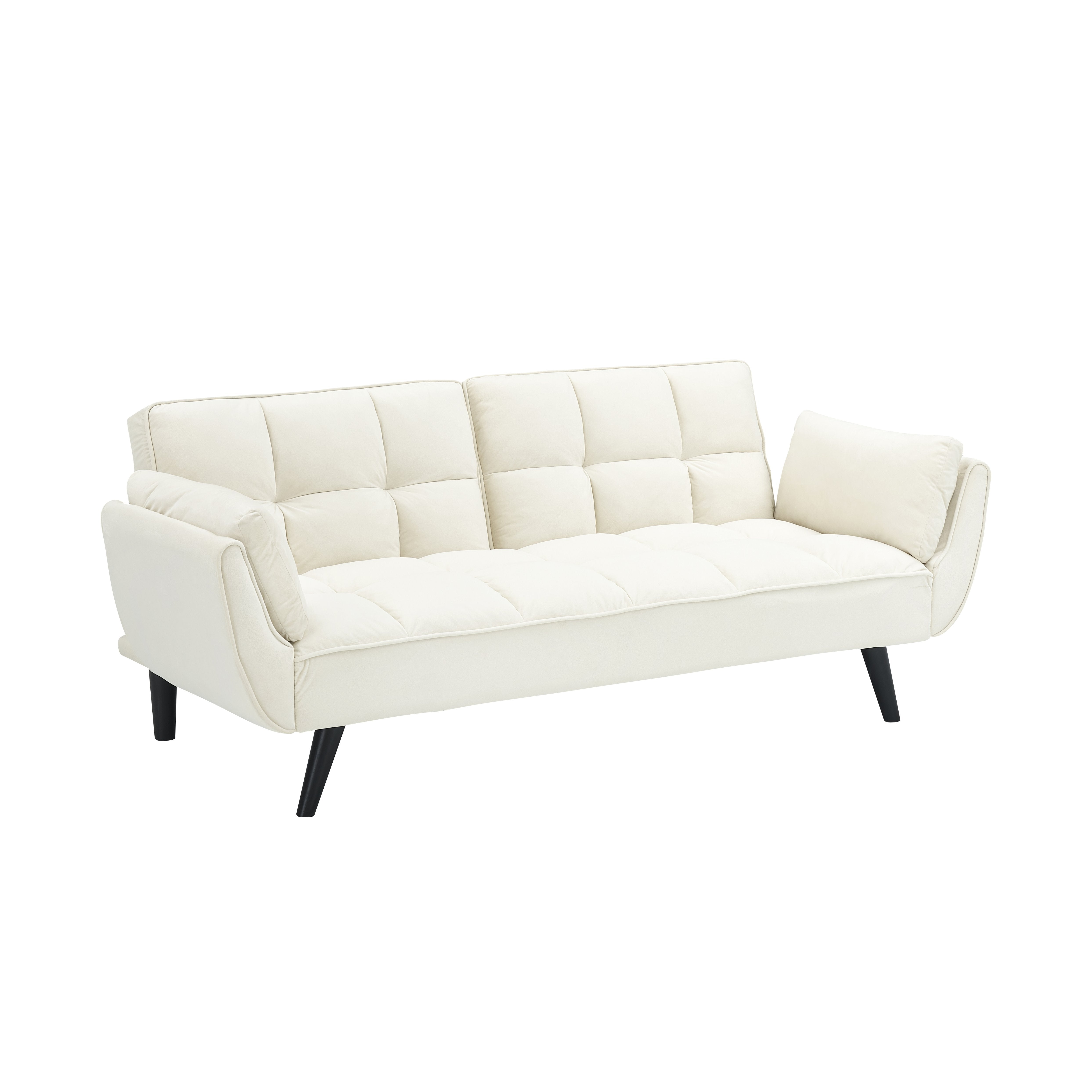 Wellington white futon sofa bed angled view