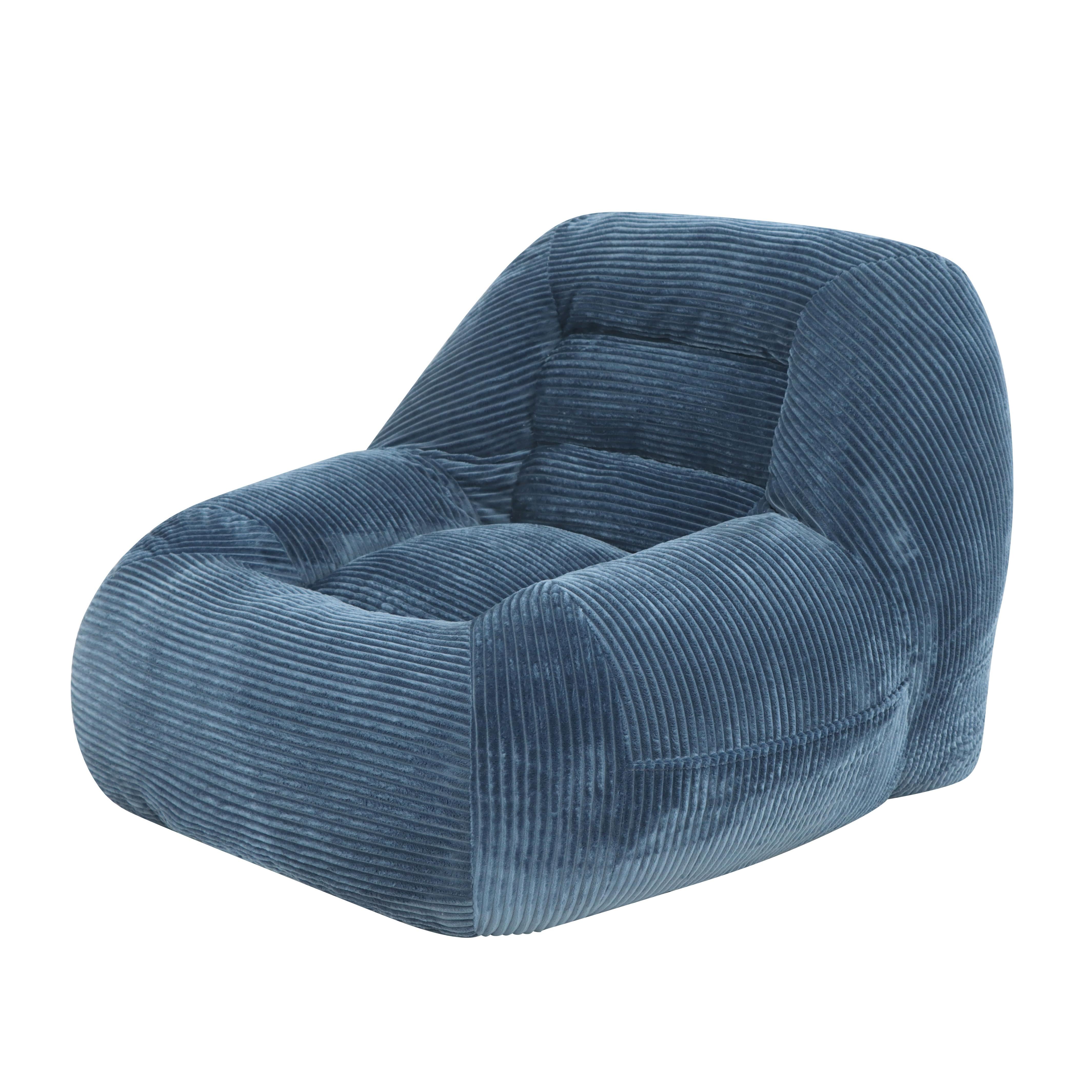 Westwood blue bean bag armchair showing a low angled view isolated product image on white background