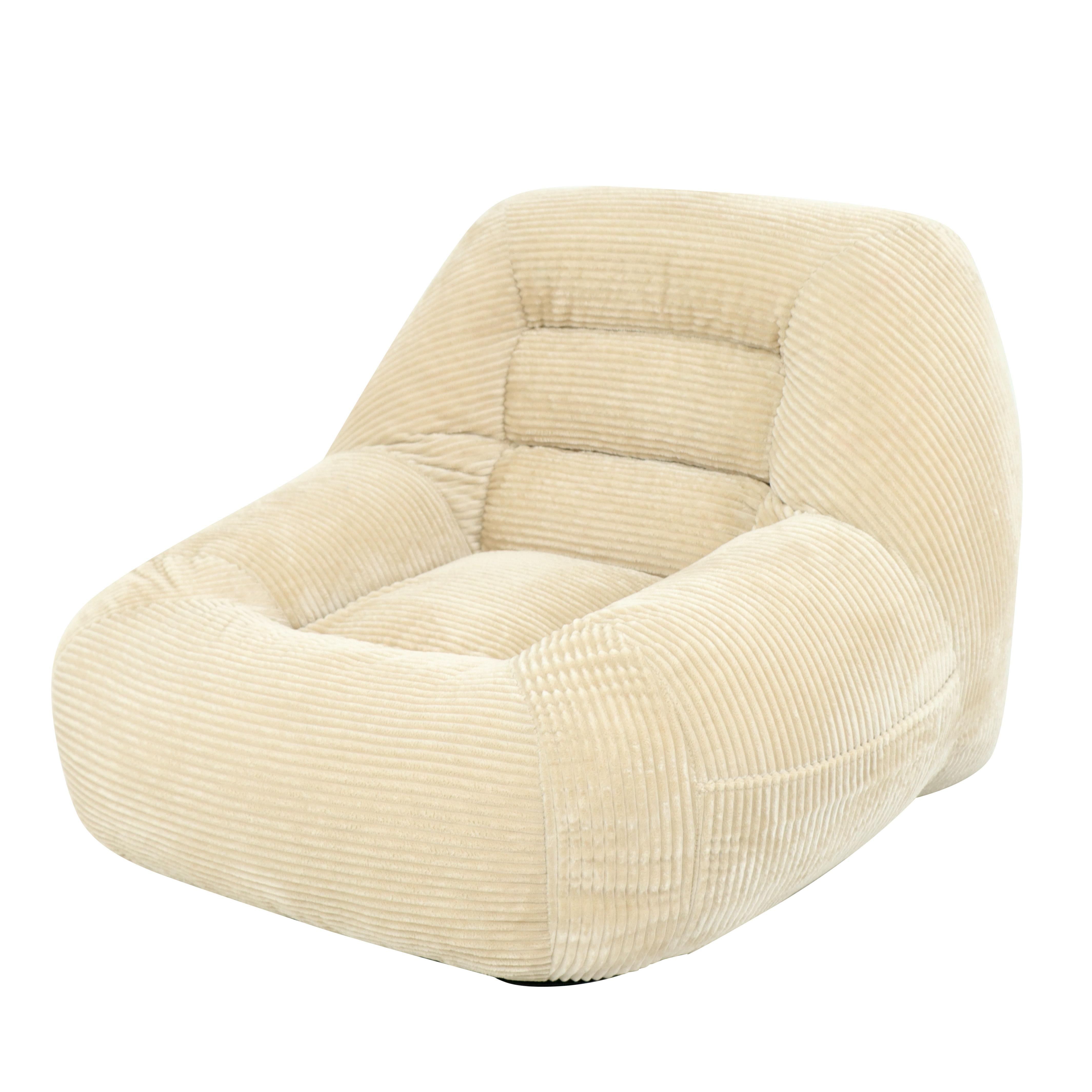 Westwood light camel bean bag armchair showing an angled front view isolated product image on white background