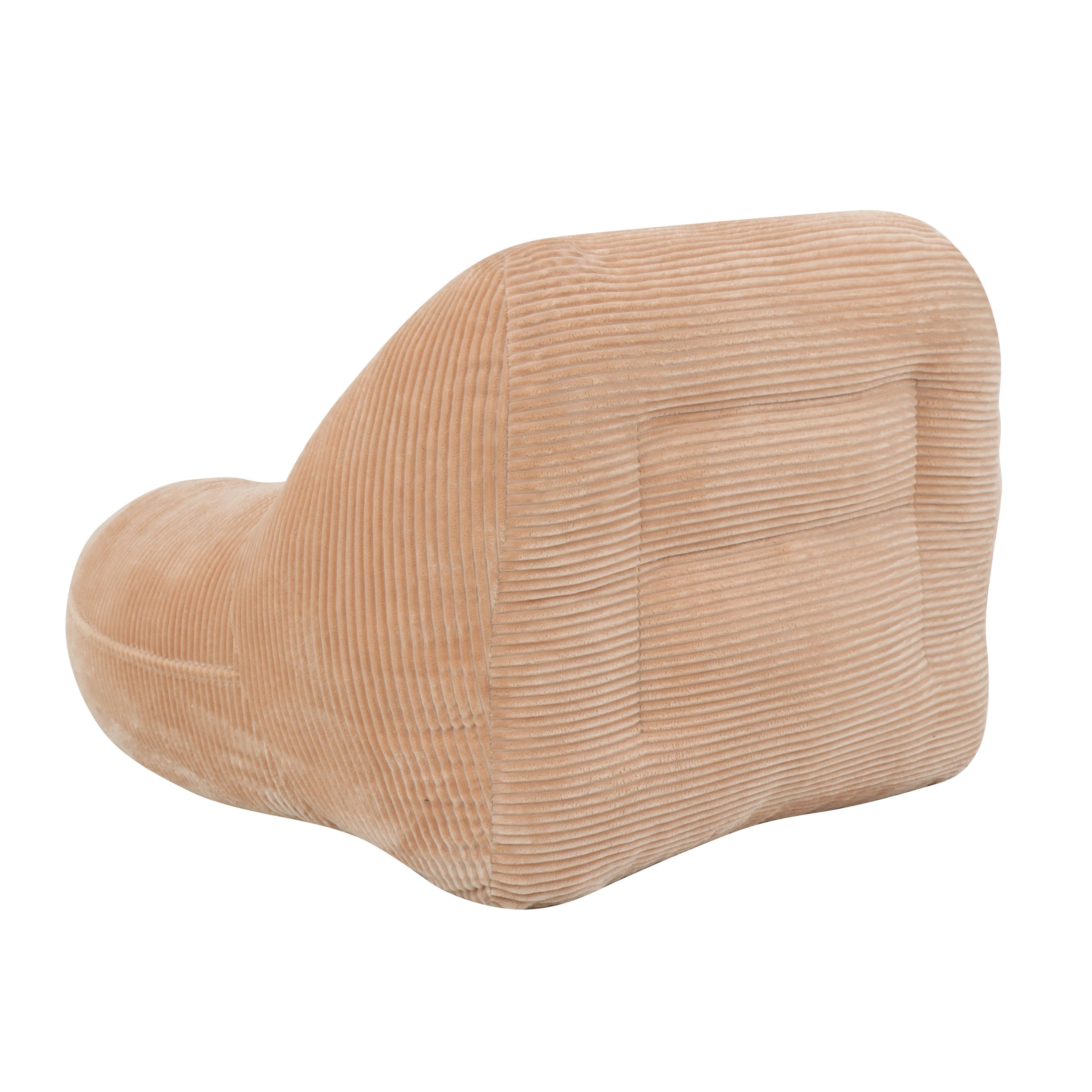 Westwood pink bean bag armchair showing the curved side profile isolated product image on white background