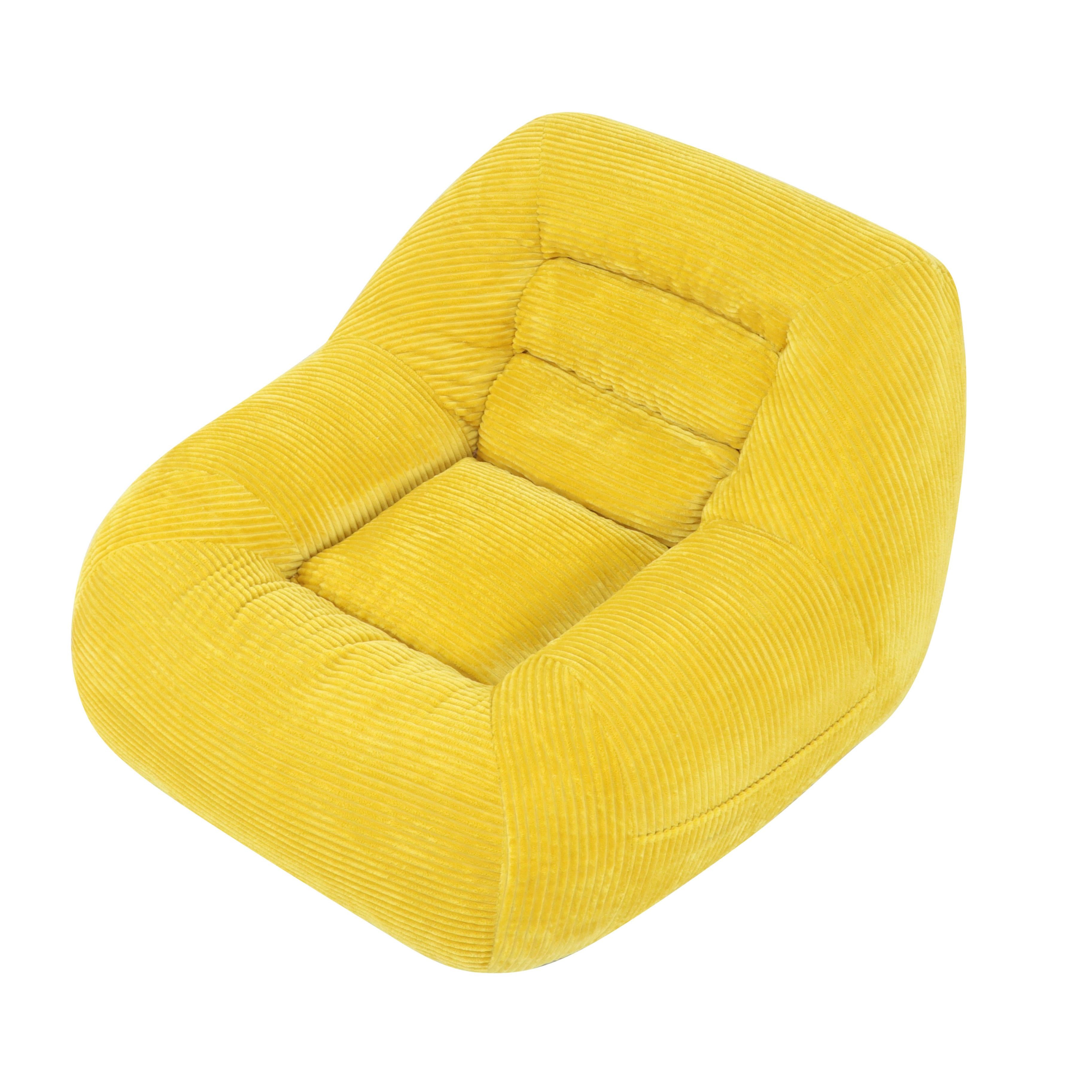 Westwood yellow bean bag armchair showing a top angled view isolated product image on white background