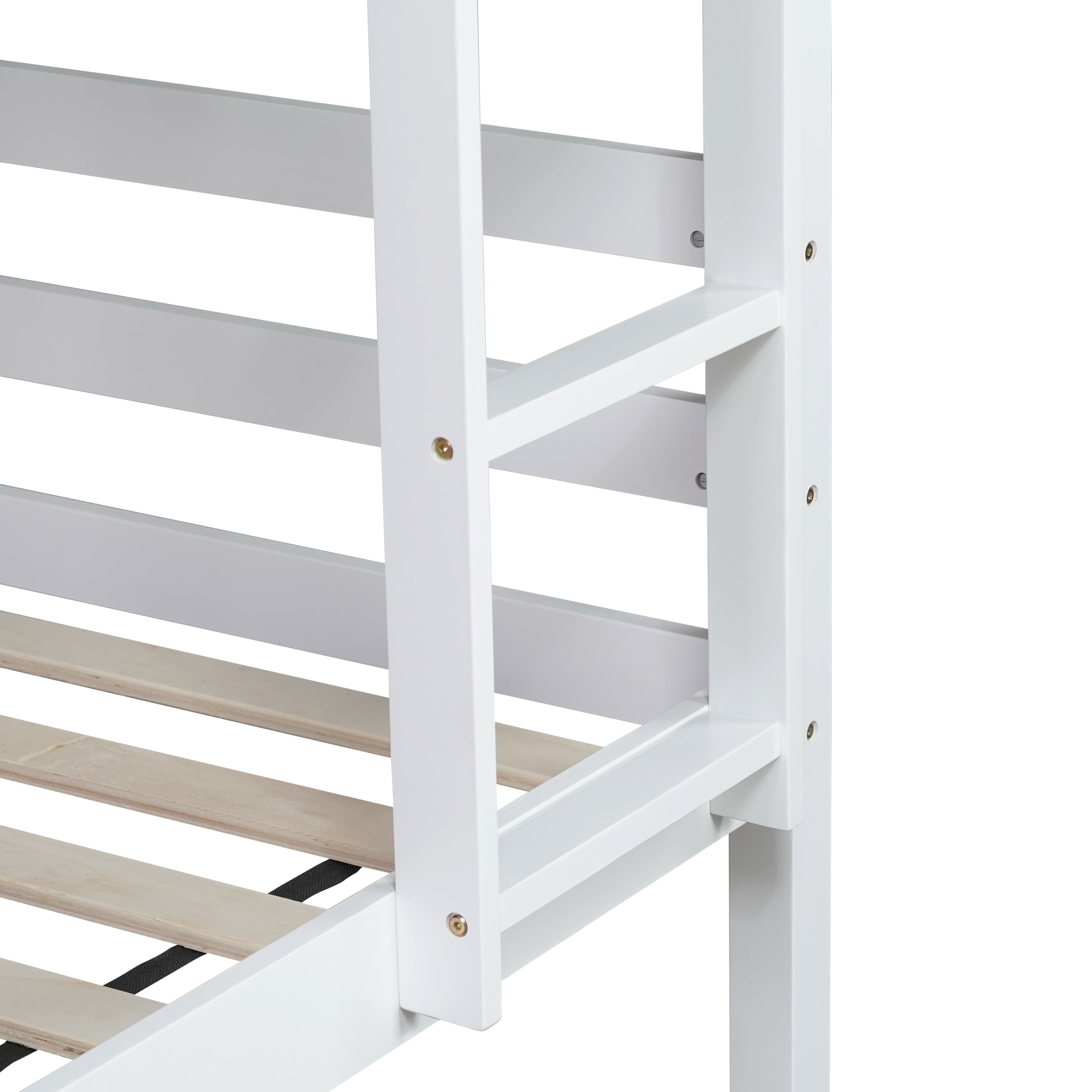 Wrenna white bunk bed showing ladder and slat support detail