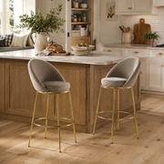 Yarra beige bar stool showing two stools in a kitchen island setting