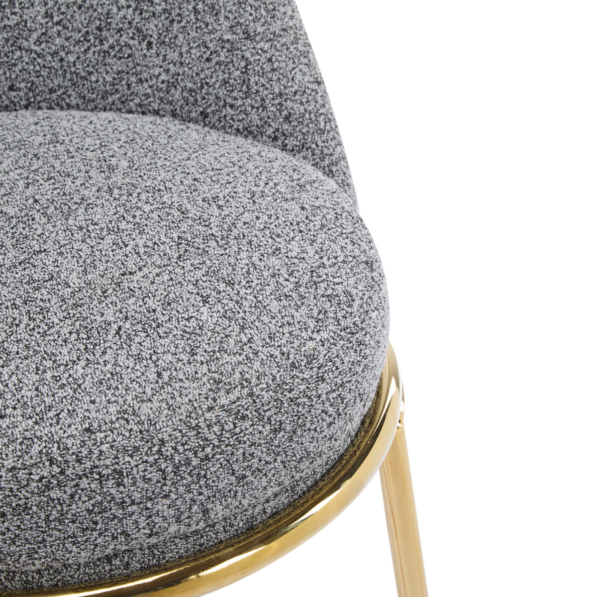 Yarra grey bar stool showing upholstered seat and gold trim detail