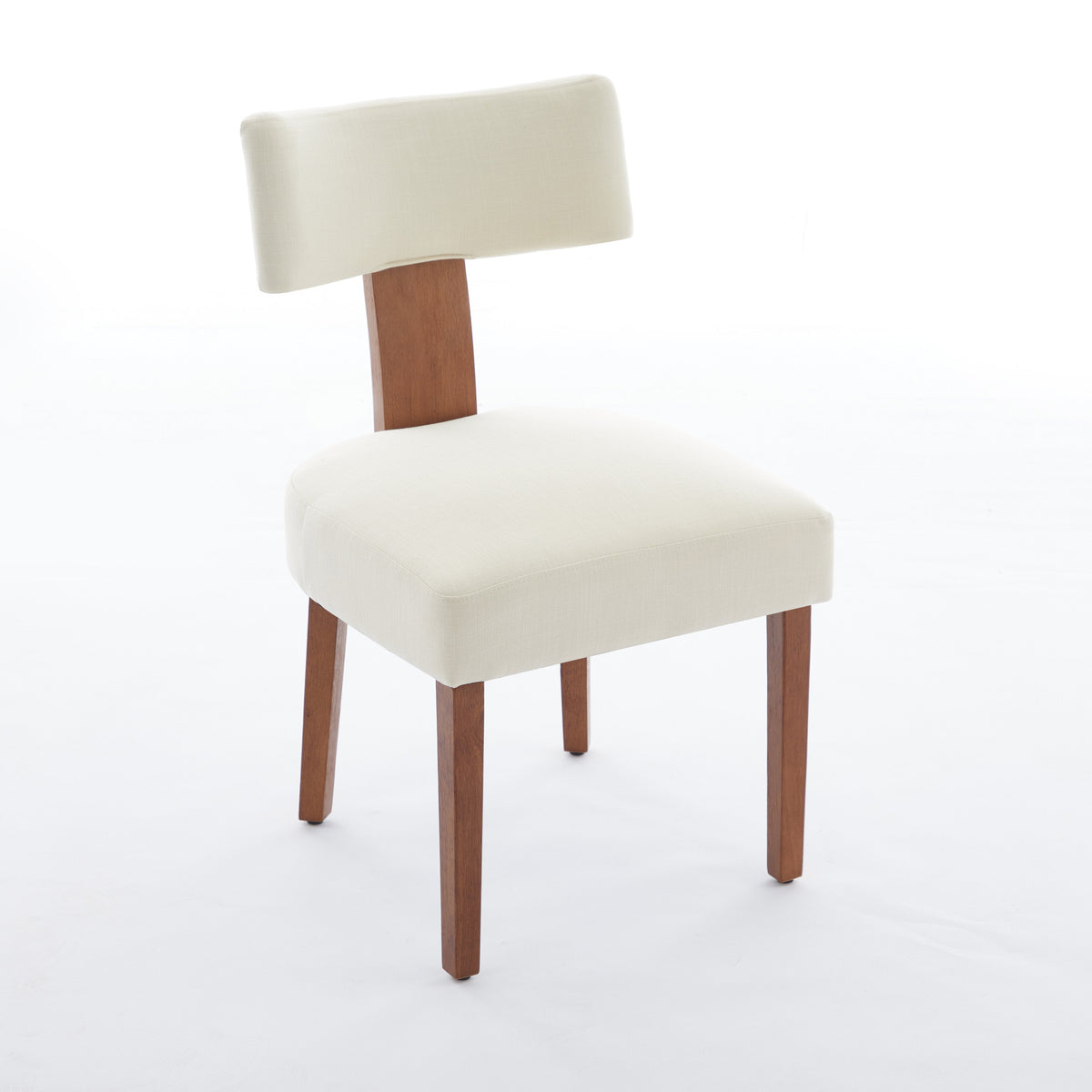 Yukon white dining chair front angled view with curved backrest on white background