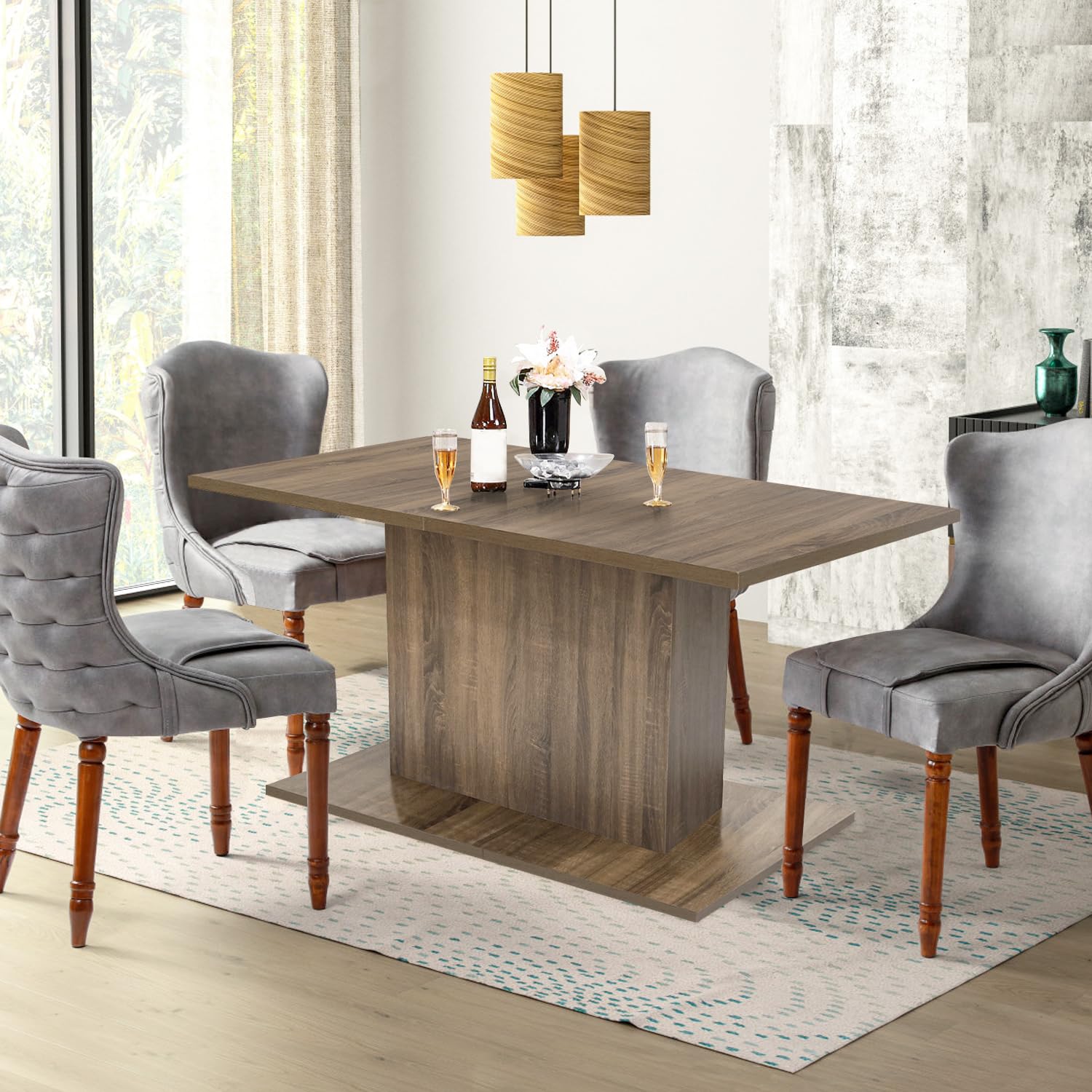 Open Box Homy Casa COFOE BROWN Dining Table "62.99" for Dining and Gathering
