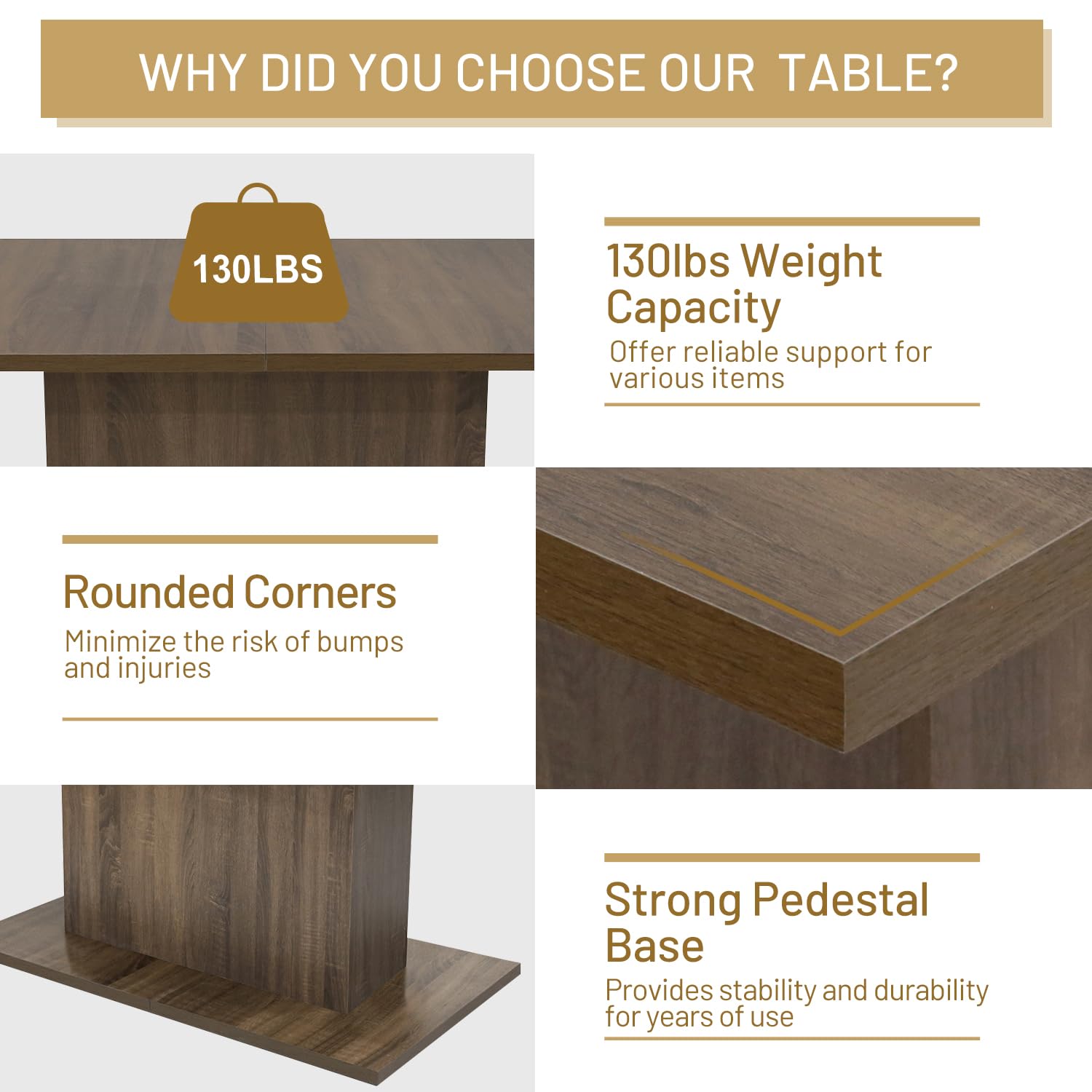 Open Box Homy Casa COFOE BROWN Dining Table "62.99" for Dining and Gathering