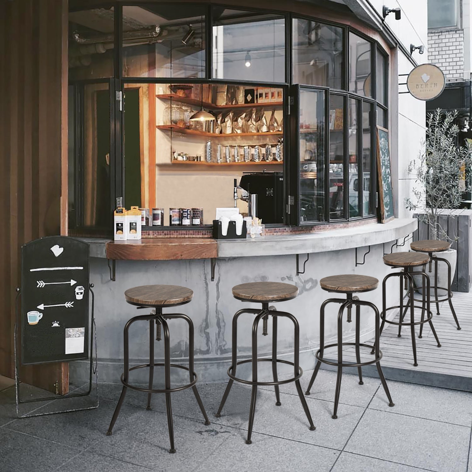 Homy Casa Anacletus 2 Piece 27"-30” Industrial Swivel Counter Bar Stools