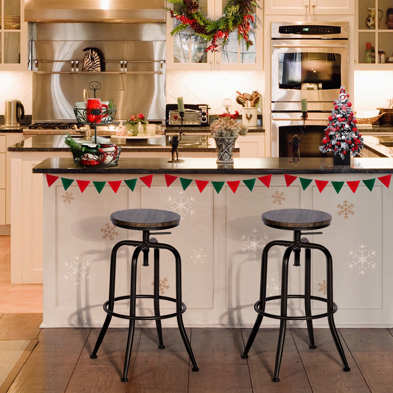 Homy Casa Anacletus 2 Piece 27"-30” Industrial Swivel Counter Bar Stools