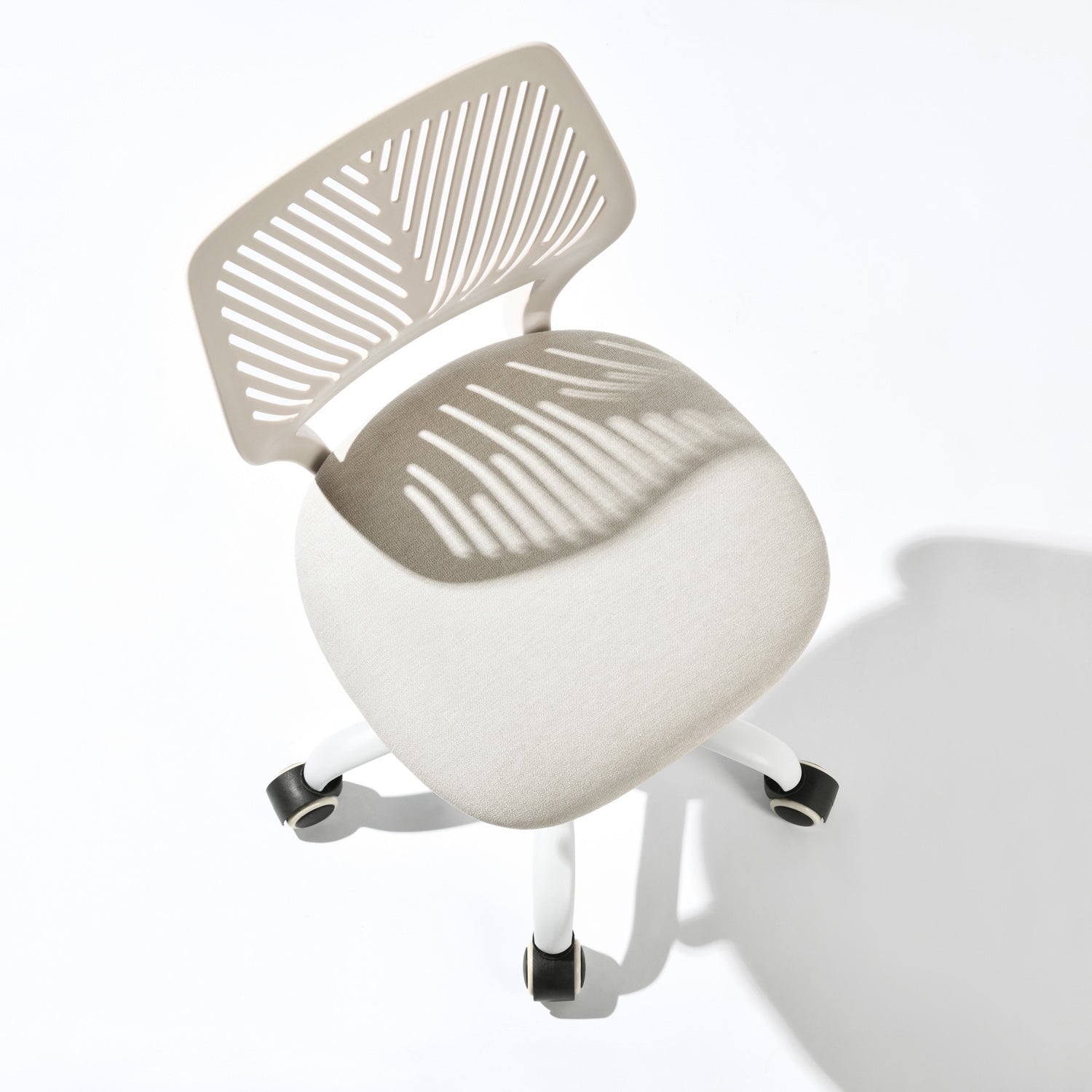 Homy Casa Carnation Adjustable Fabric Task Chair with PU Casters, Beige, Open Box