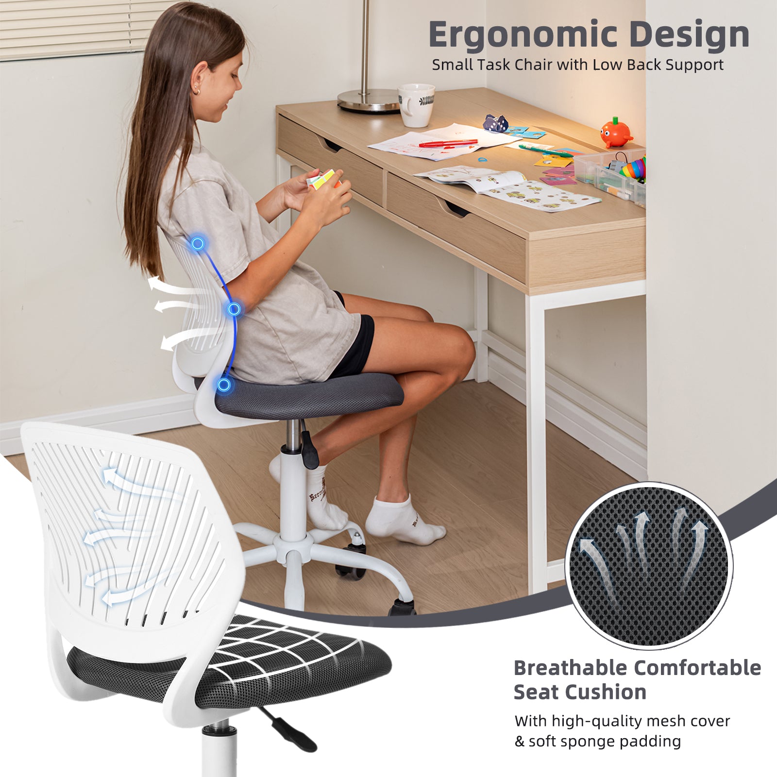 Carnation PP Backrest Office Chair - Stylish & Durable Design