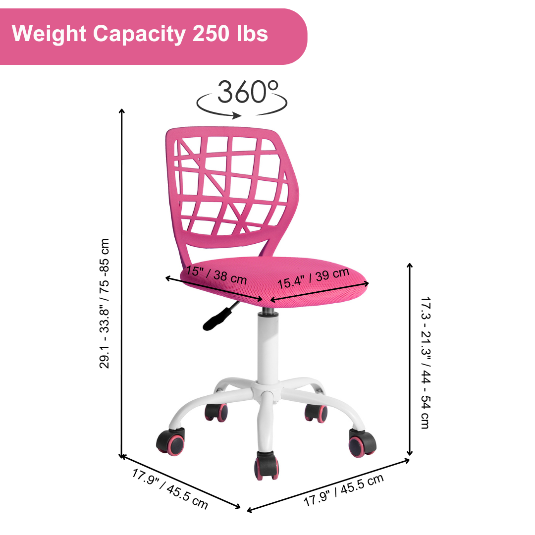 Homy Casa Carnation Stylish Mesh Office Chair with Height Adjustable, Pink